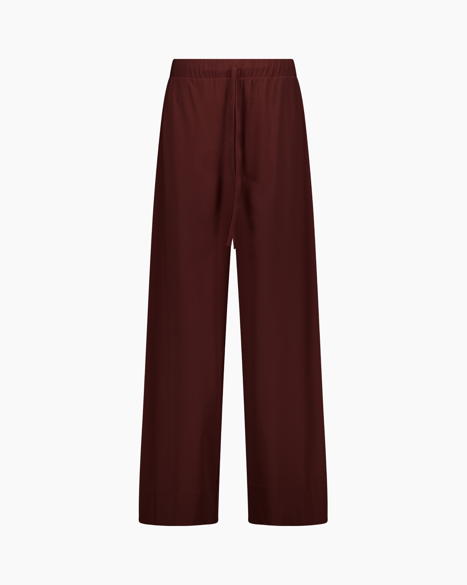 pants, wide-leg, ankle-length, drawstring, burgundy