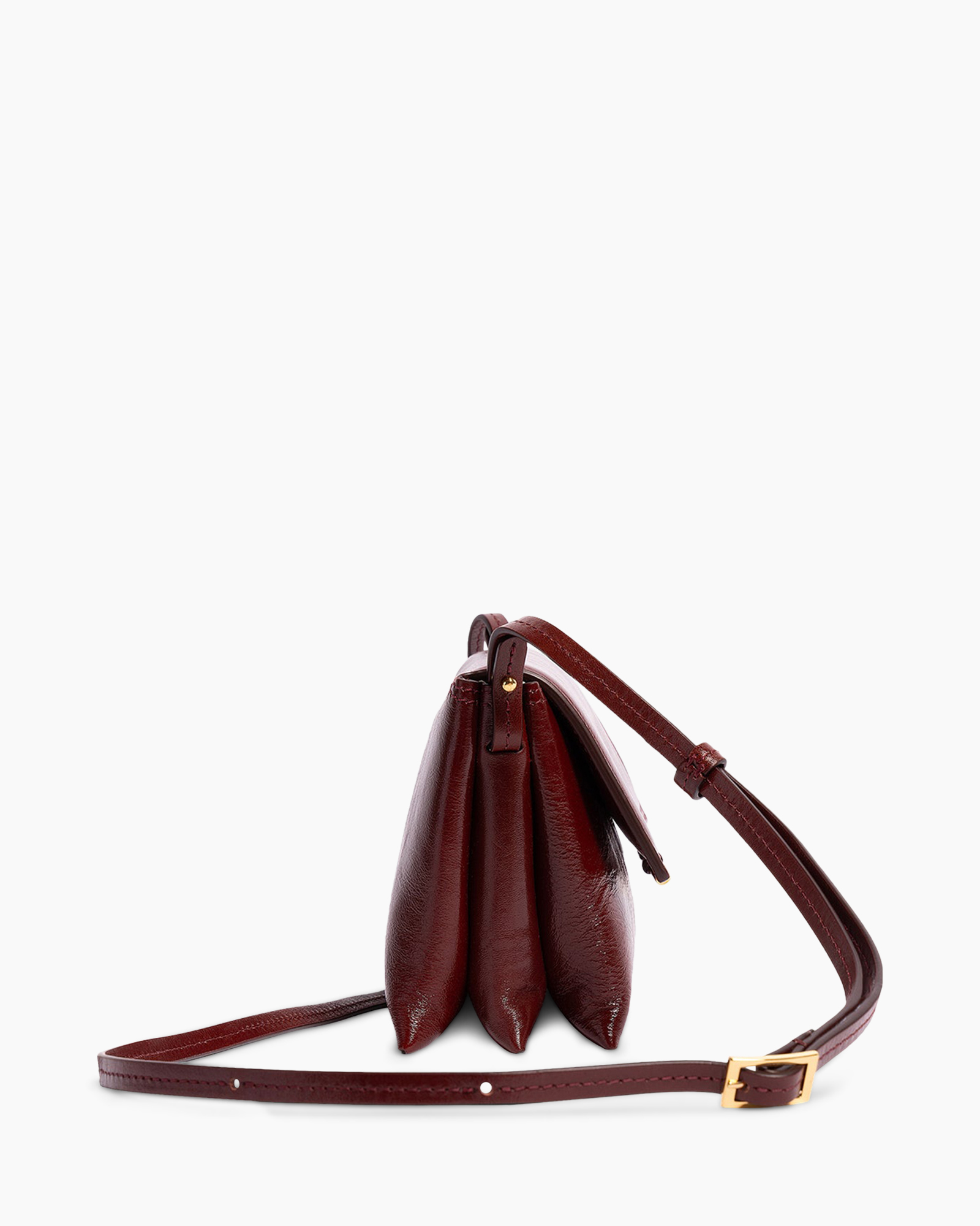 handbag, crossbody, three-compartment, red, leather