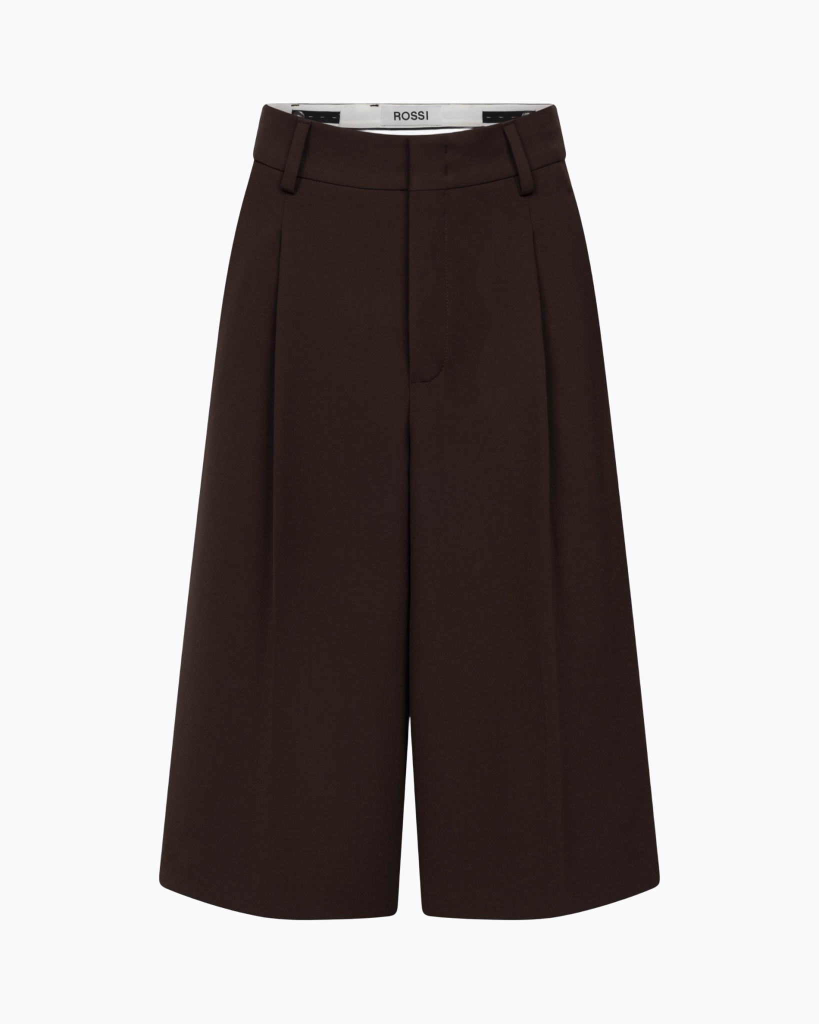 shorts, wide-leg, brown, high-waist, pleated