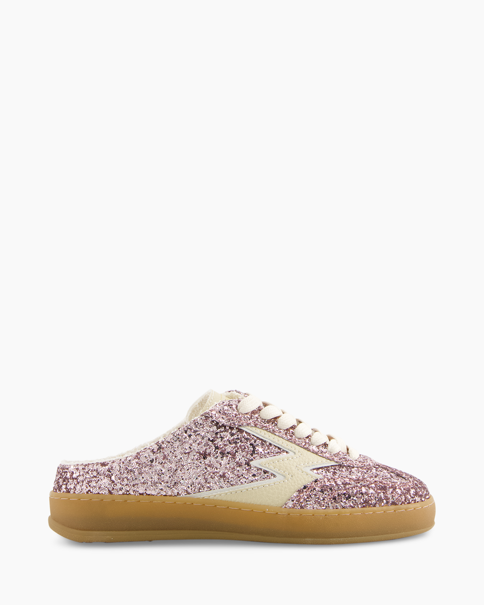 glitter sneaker, pink glitter, low top, laces, rubber sole