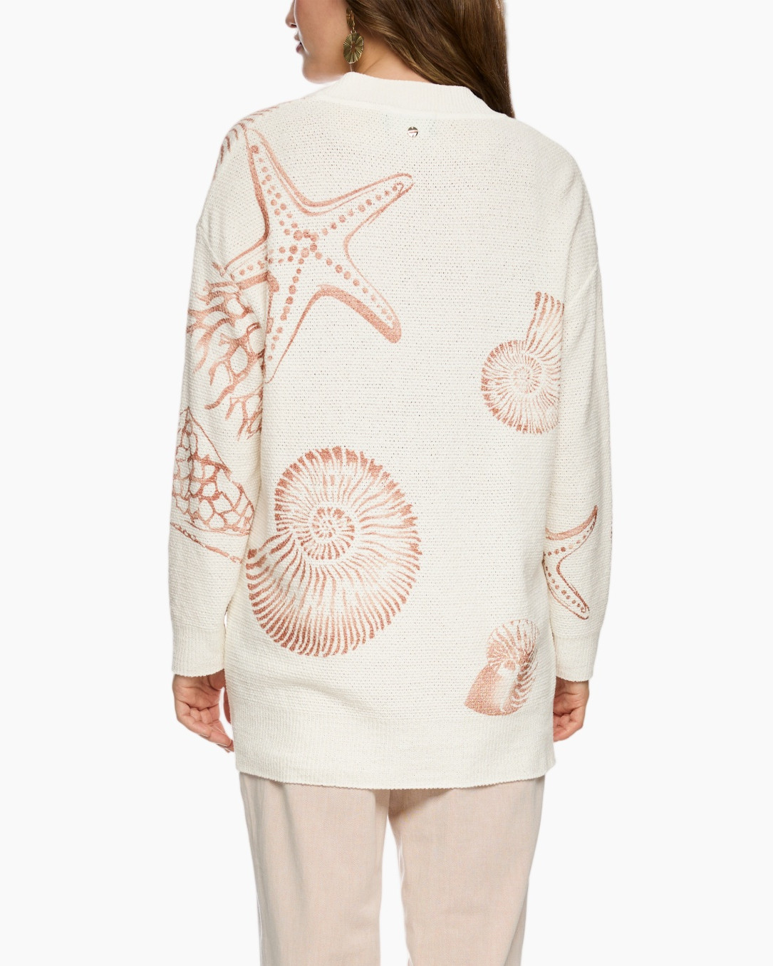 cardigan, open front, cream, knit, shellfish?