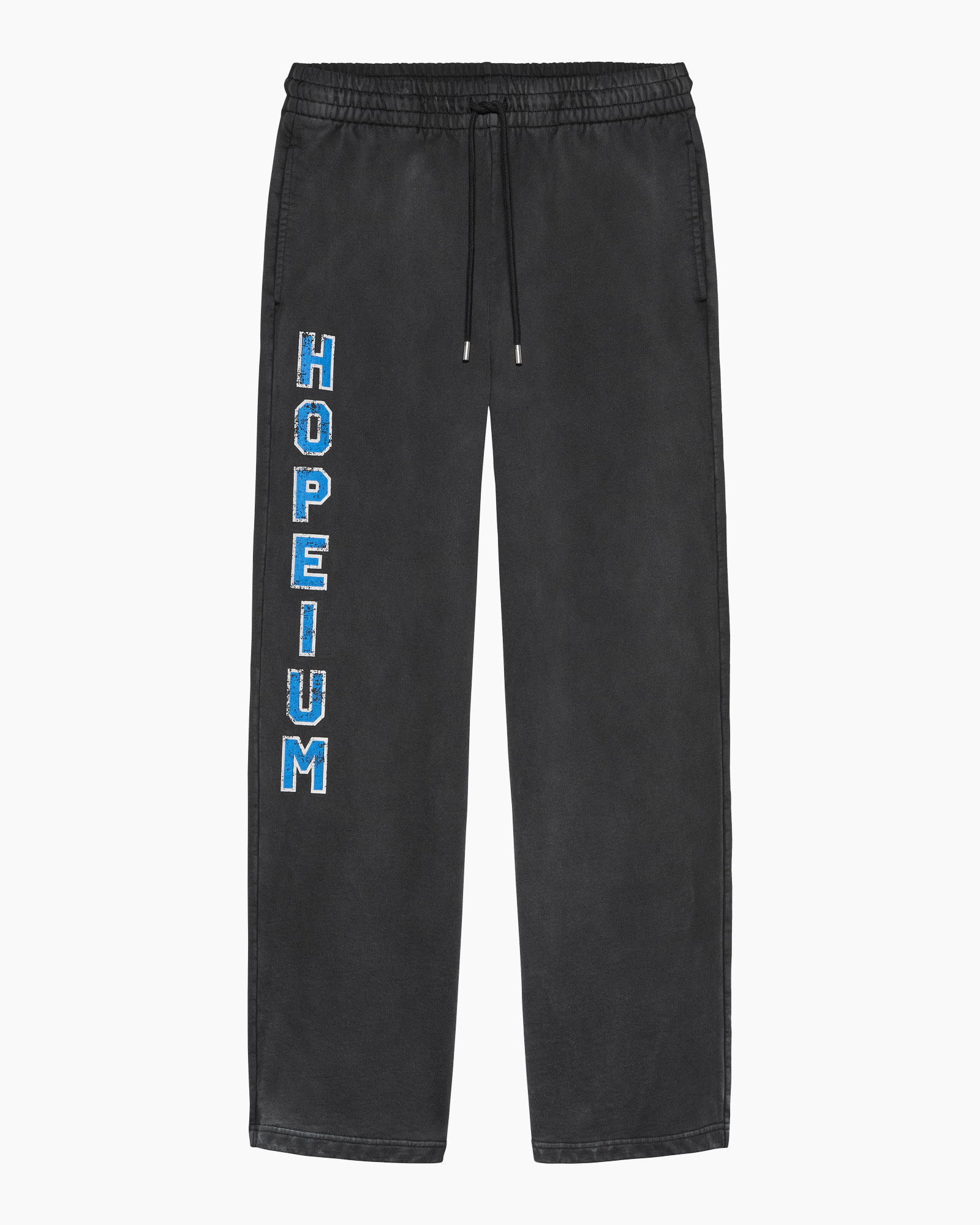 sweatpants, drawstring, black, graphic text, relaxed fit