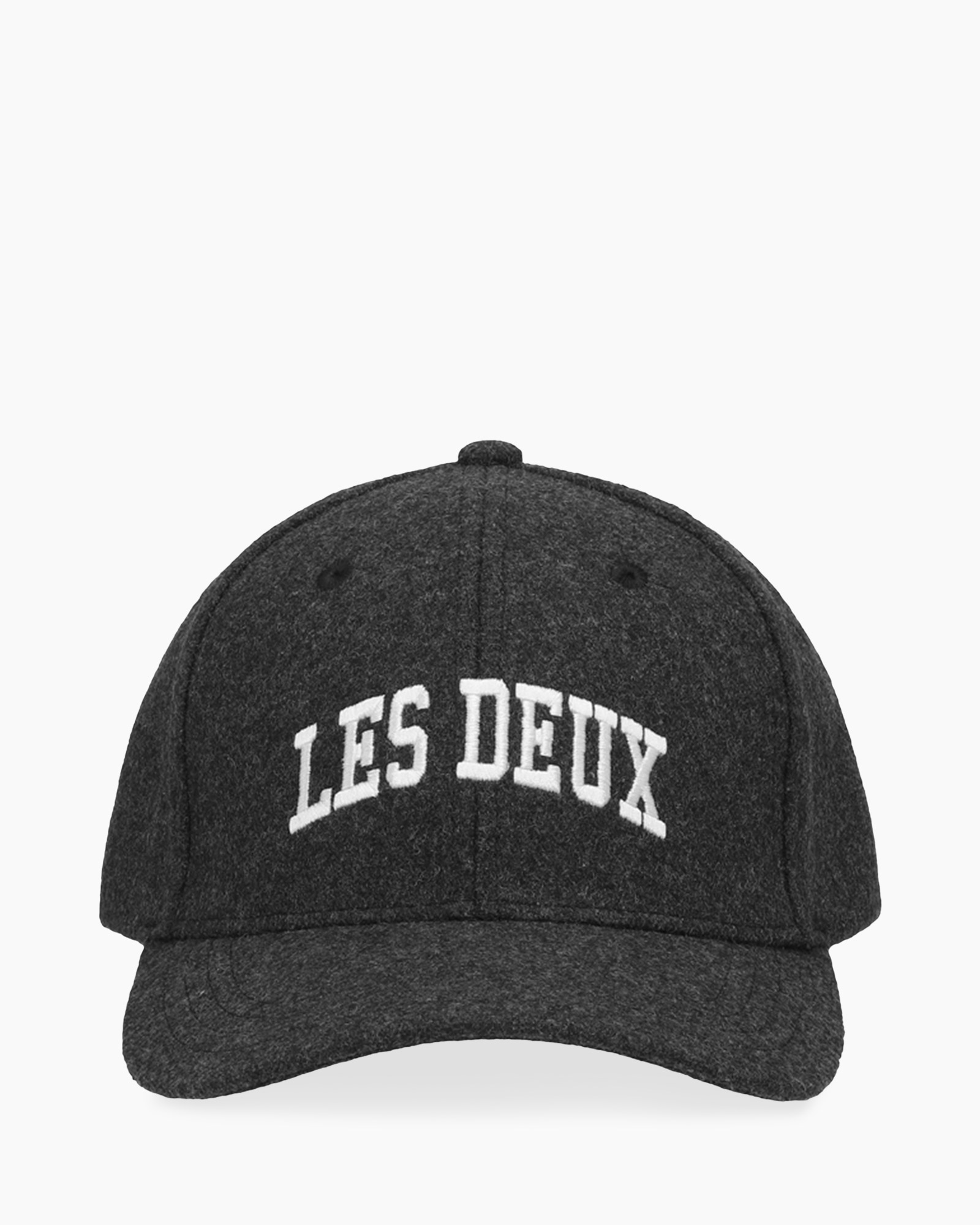 baseball cap, adjustable, dark gray, text letters, curved brim