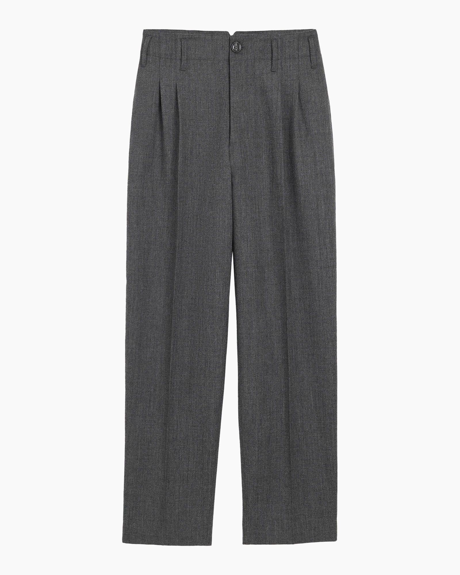 pants, trousers, grey, pleated, wide-leg
