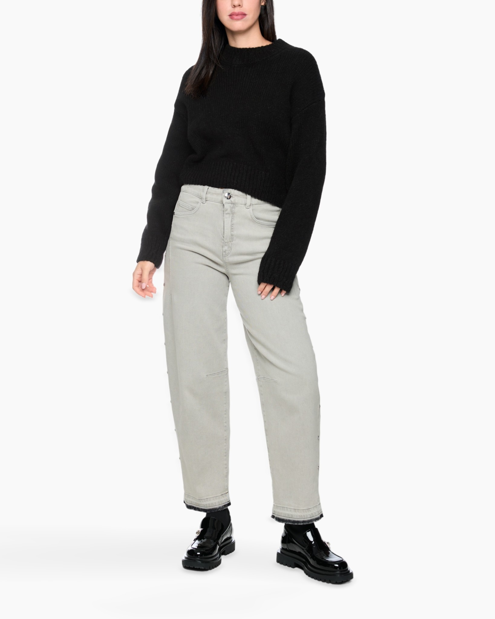 sweater, black, knit, pullover, loose-fit