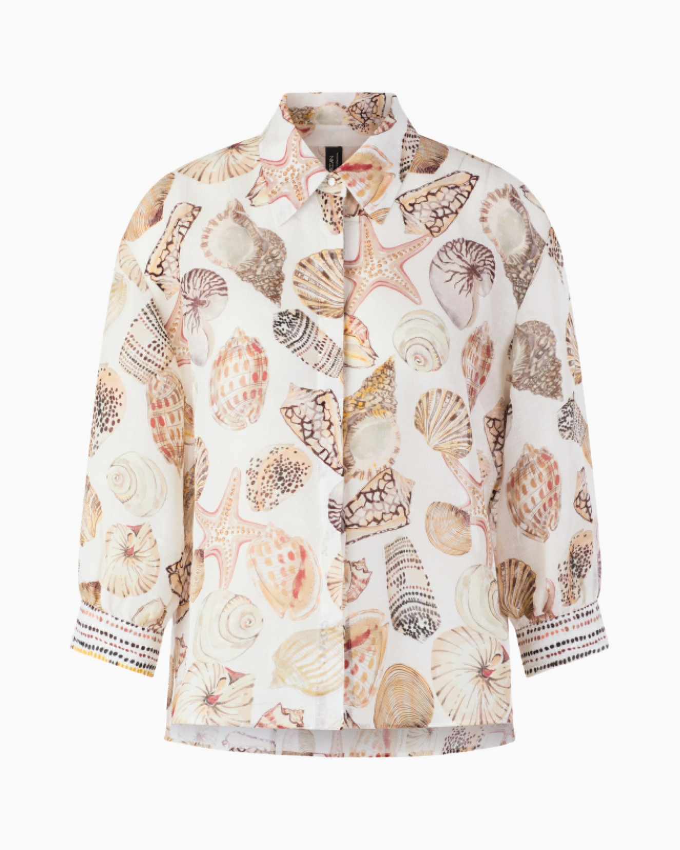 blouse, shell-pattern, print, long-sleeve, collared