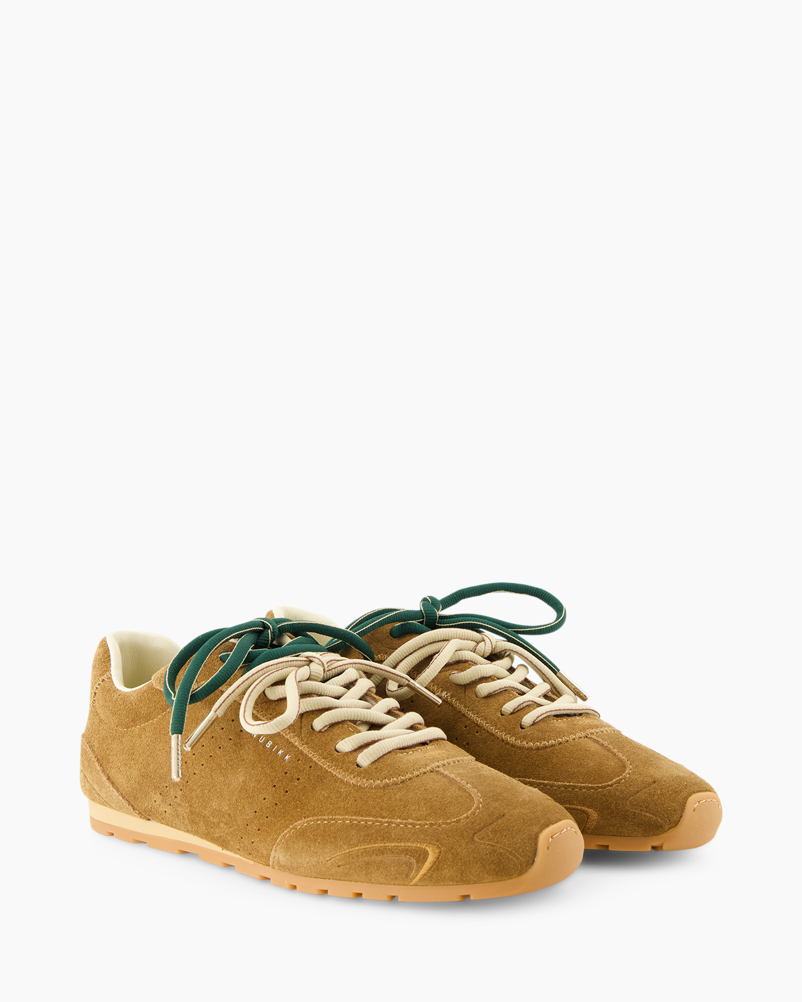 sneakers, suede, camel, green laces, casual shoe