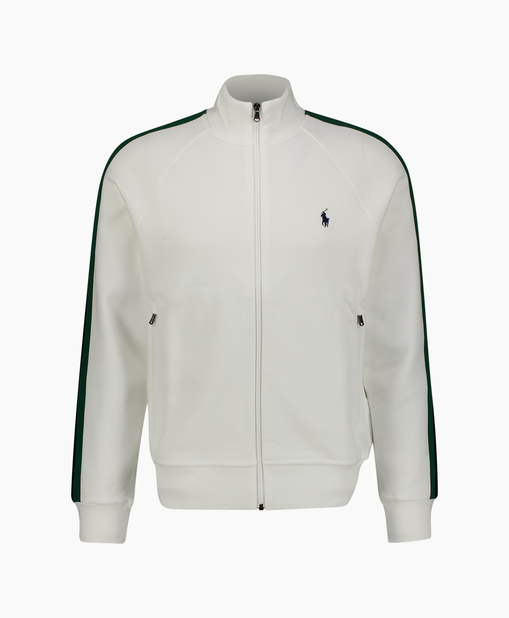 track jacket, zipper, white, long sleeves, polo logo