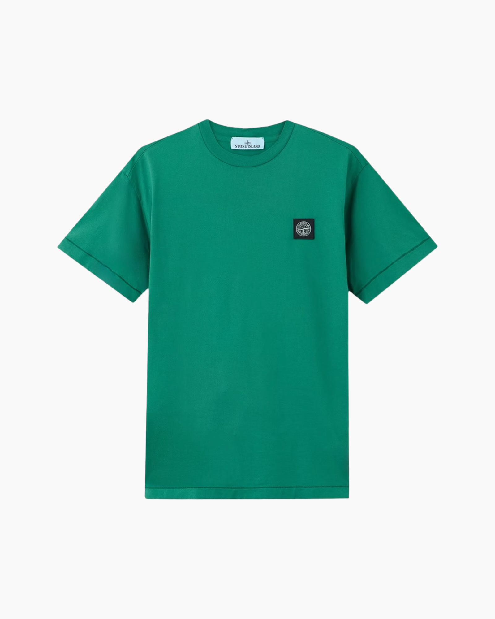 t-shirt, short sleeve, green, crew neck, logo patch