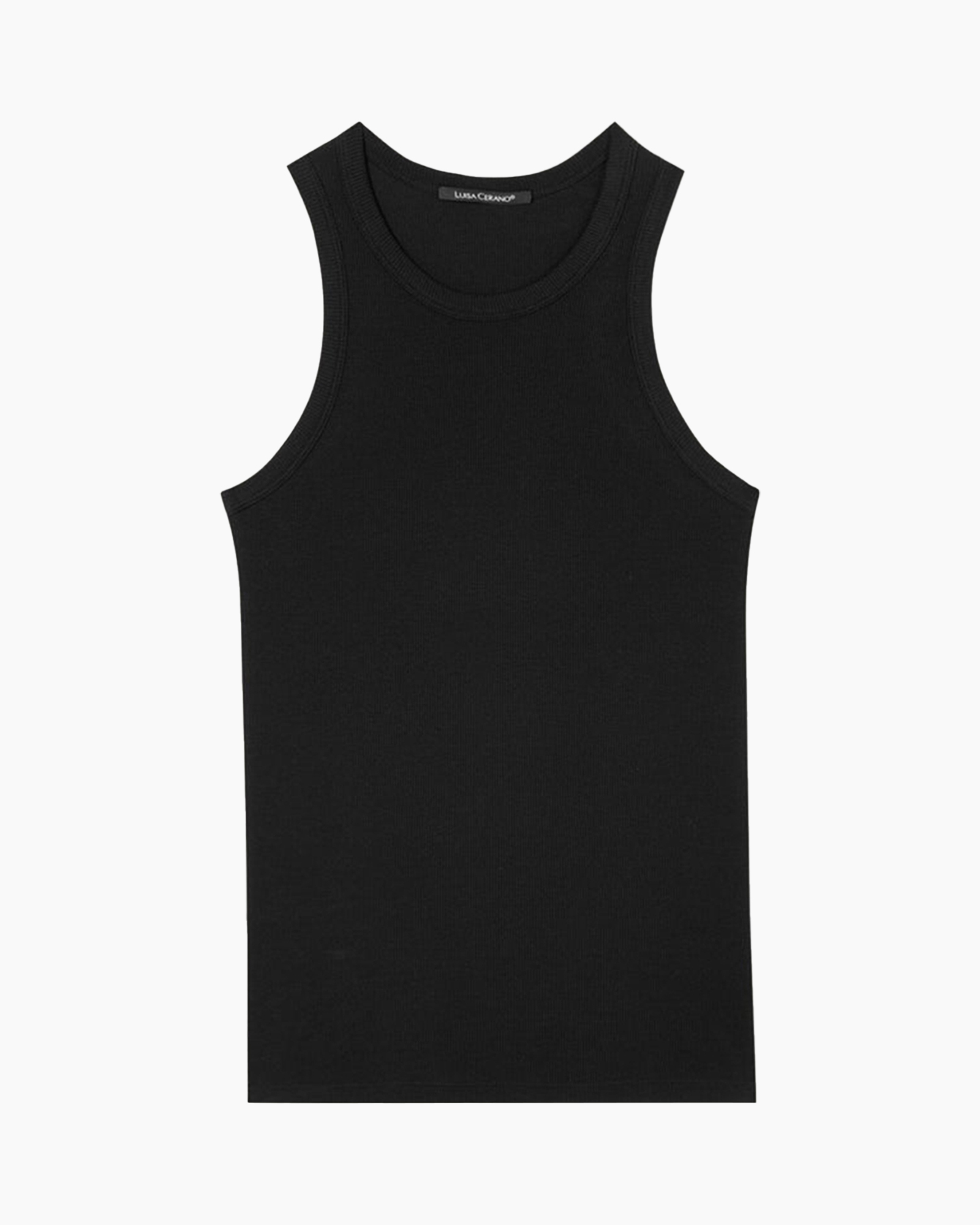 tank top, sleeveless, black, knit, basic top