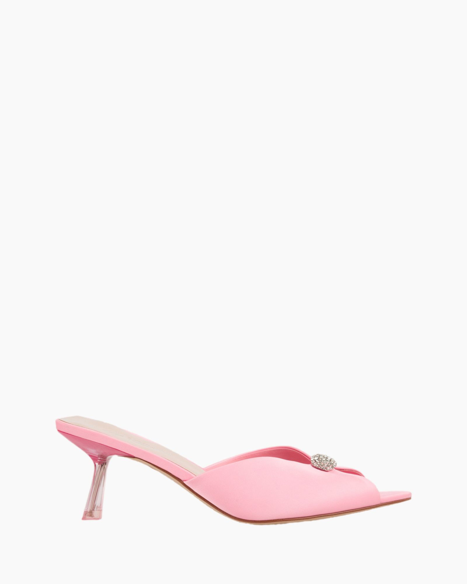 pink, mule, slip-on, kitten heel, gem ornament, pink, kitten heel, mule, slipper, footwear accessory