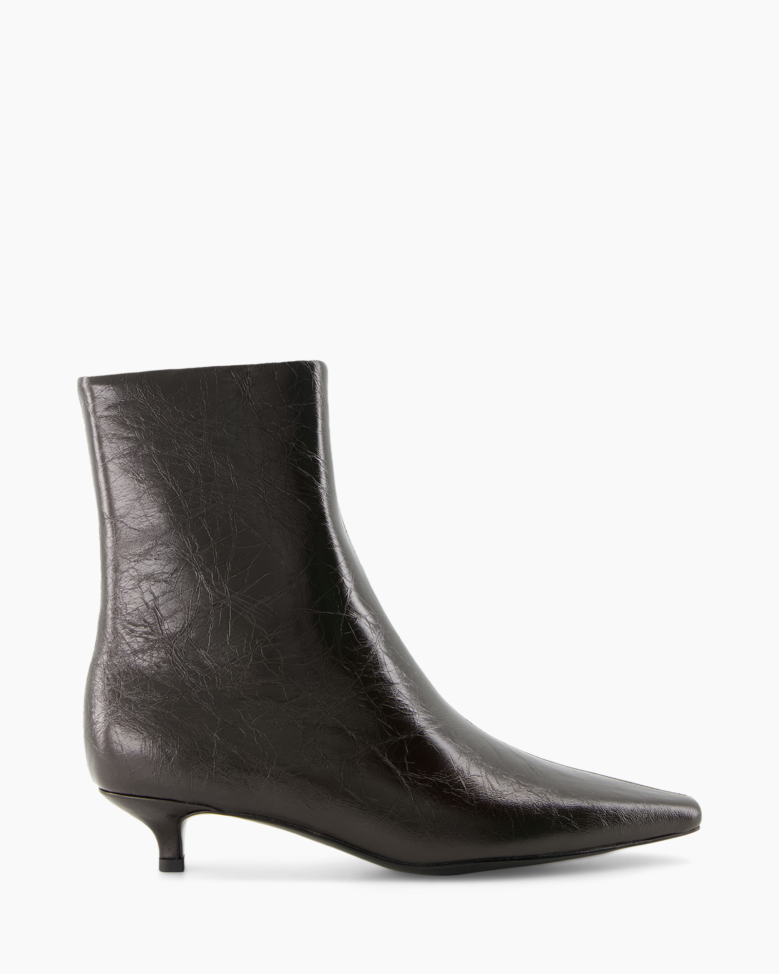 ankle boot, leather, black, stiletto heel, bootie