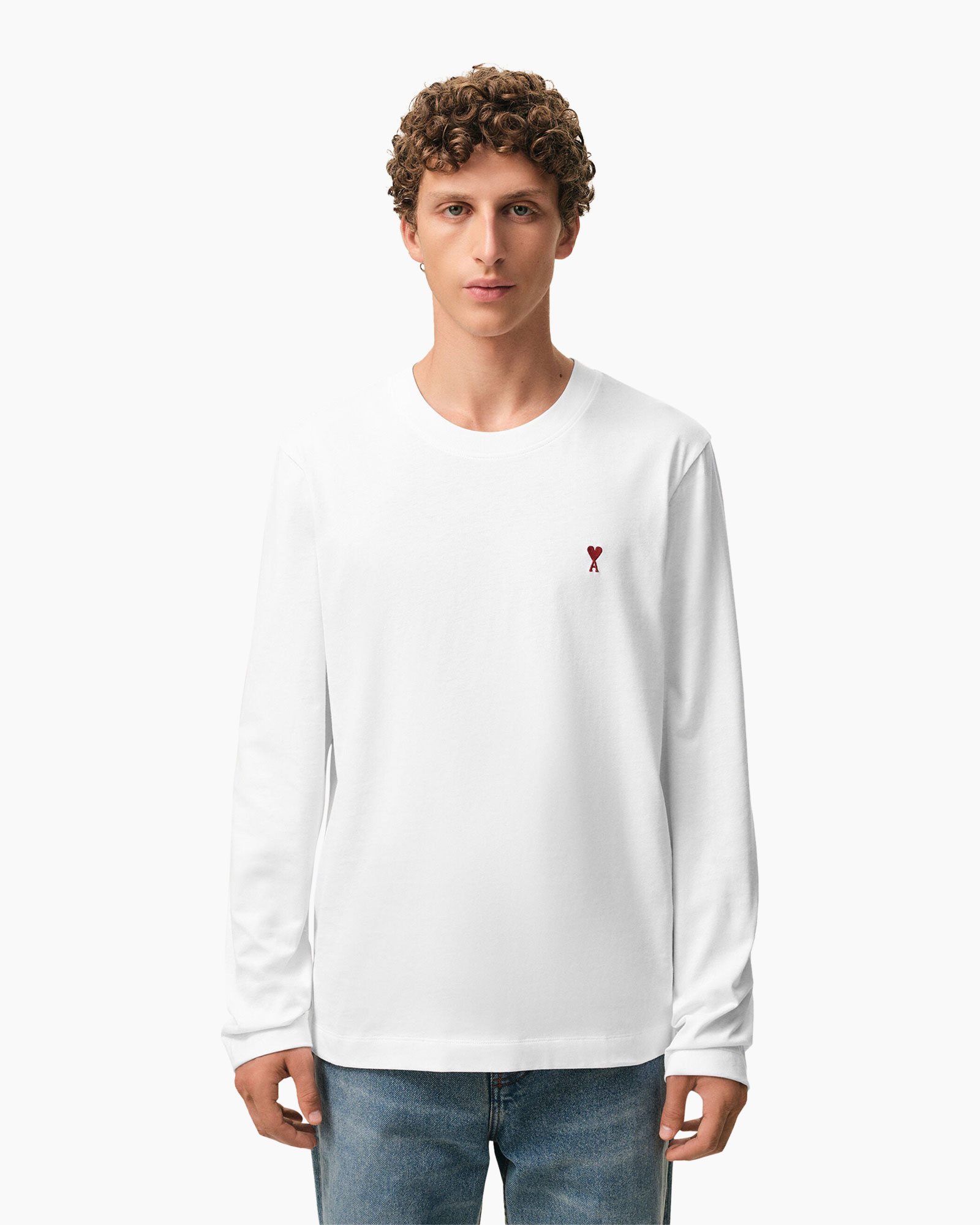 longsleeve, white, t-shirt, small logo, roundneck