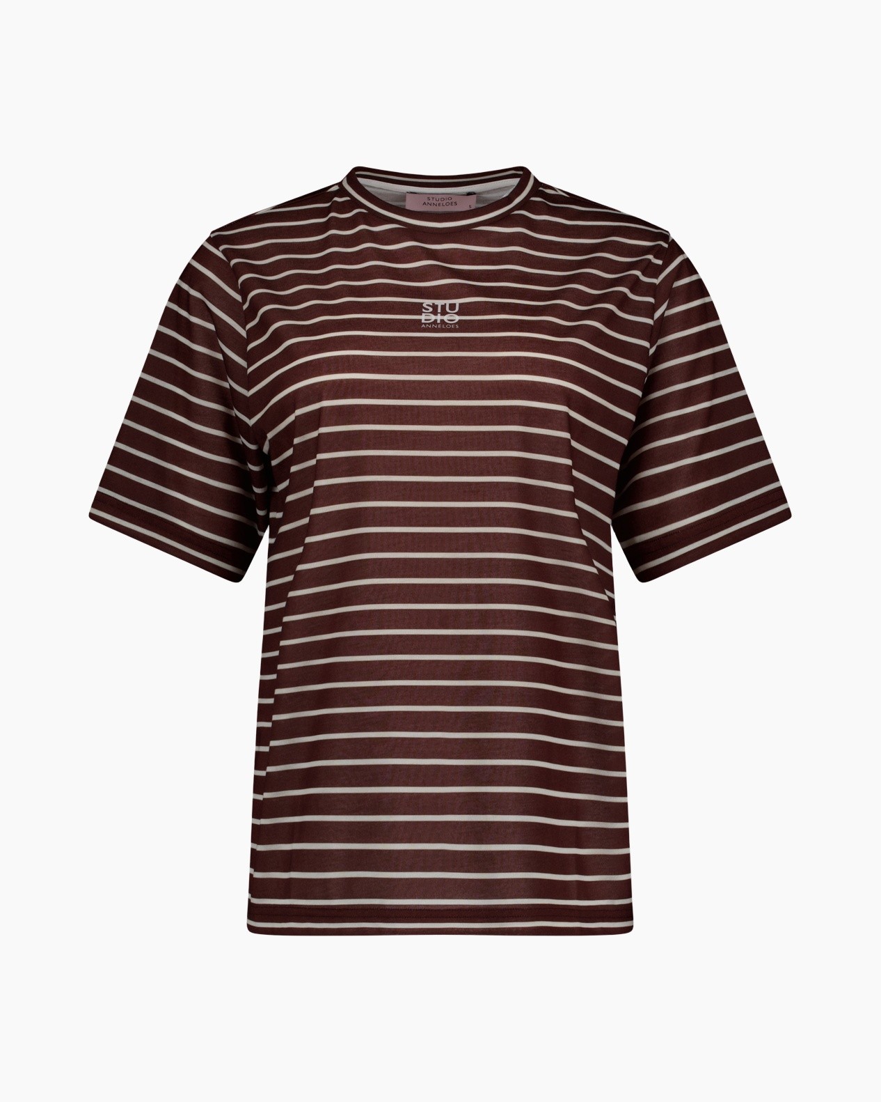 t-shirt, striped, short-sleeve, maroon, crew-neck