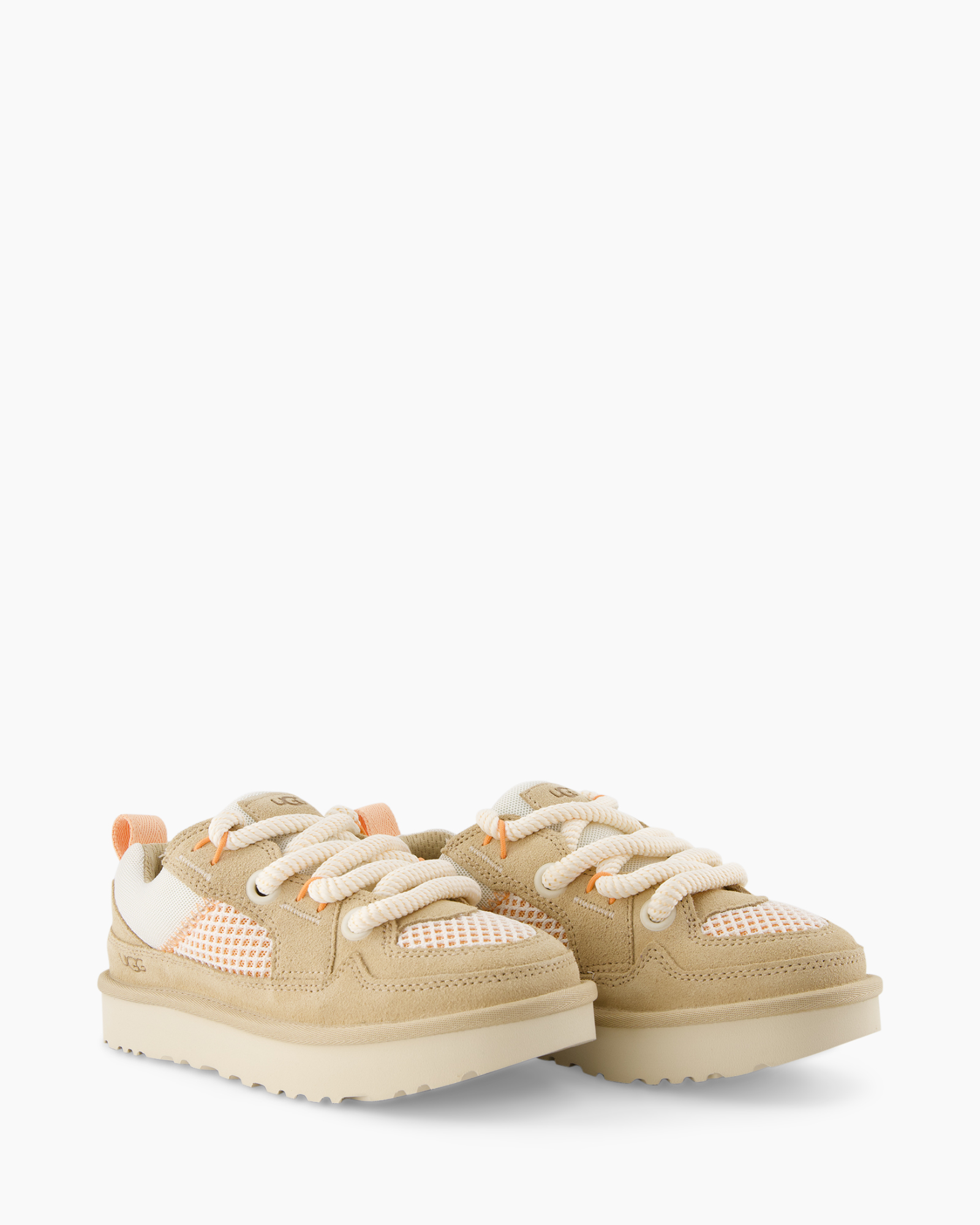 sneakers, beige, mesh, laces, platform