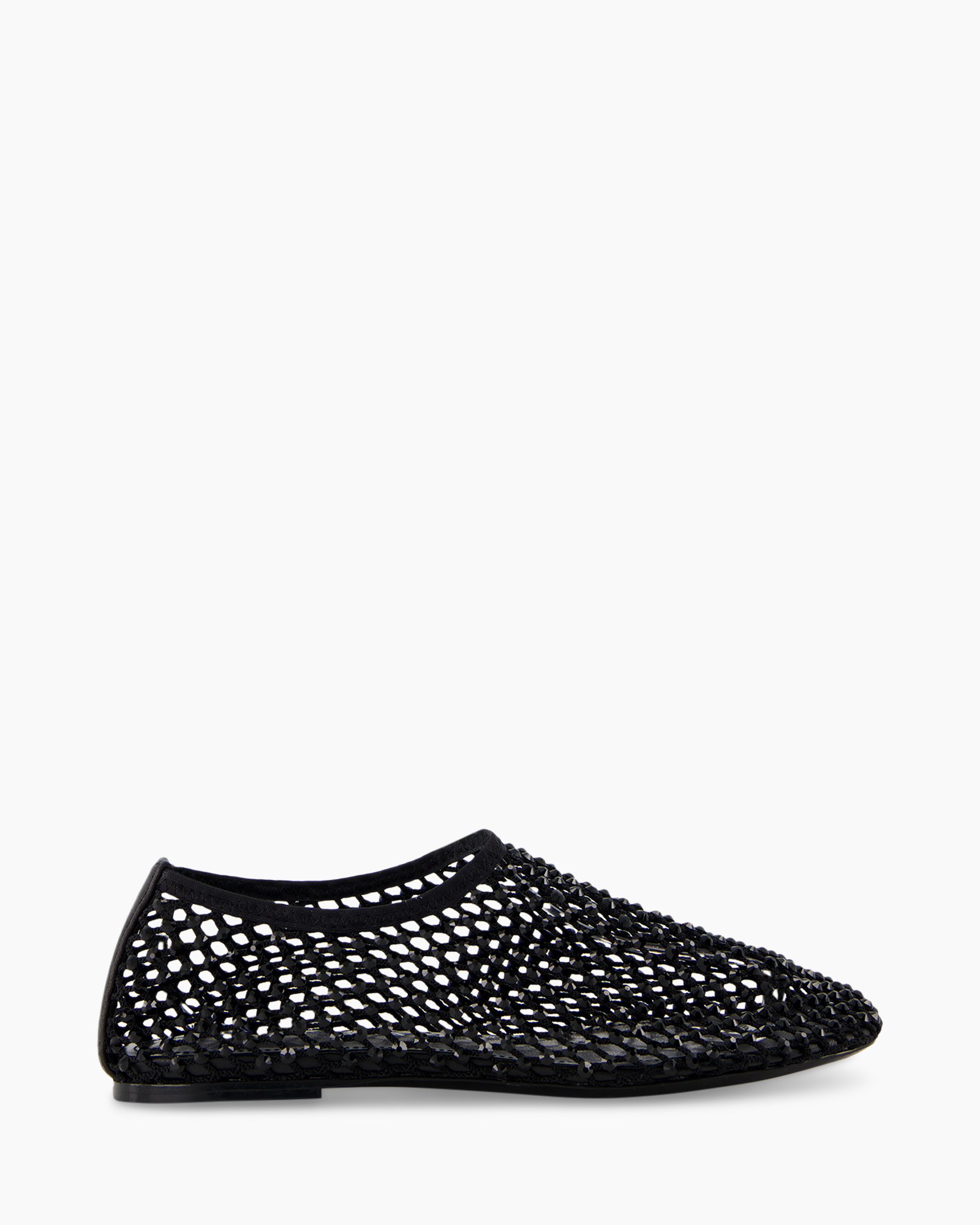slip-on, black, mesh, flat, shoe