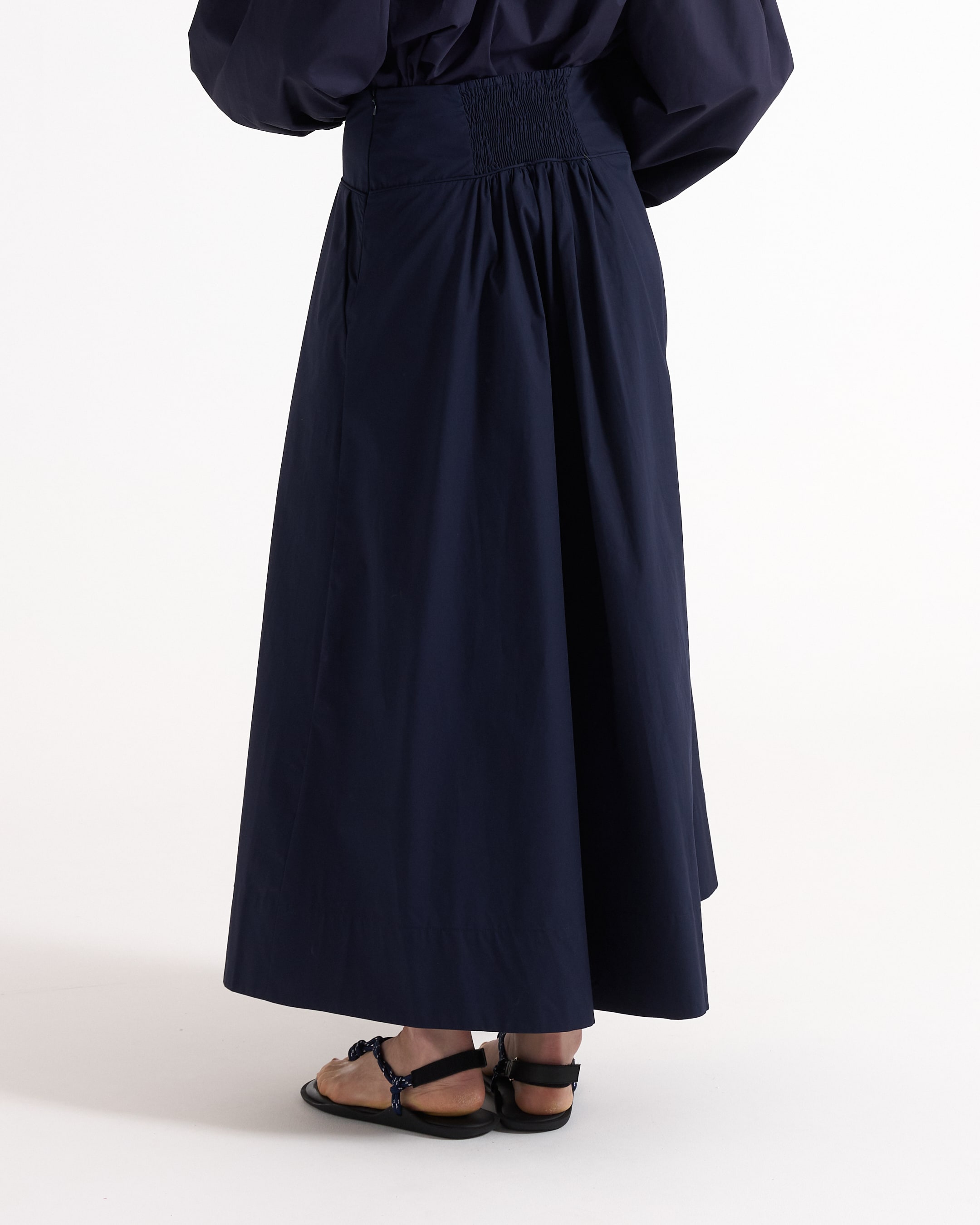 skirt, navy, long, waist_smocked, open_side