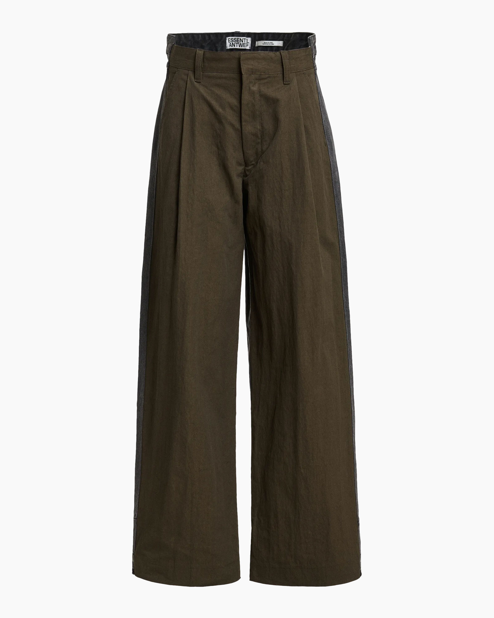 pants, trousers, olive, wide-leg, pleated