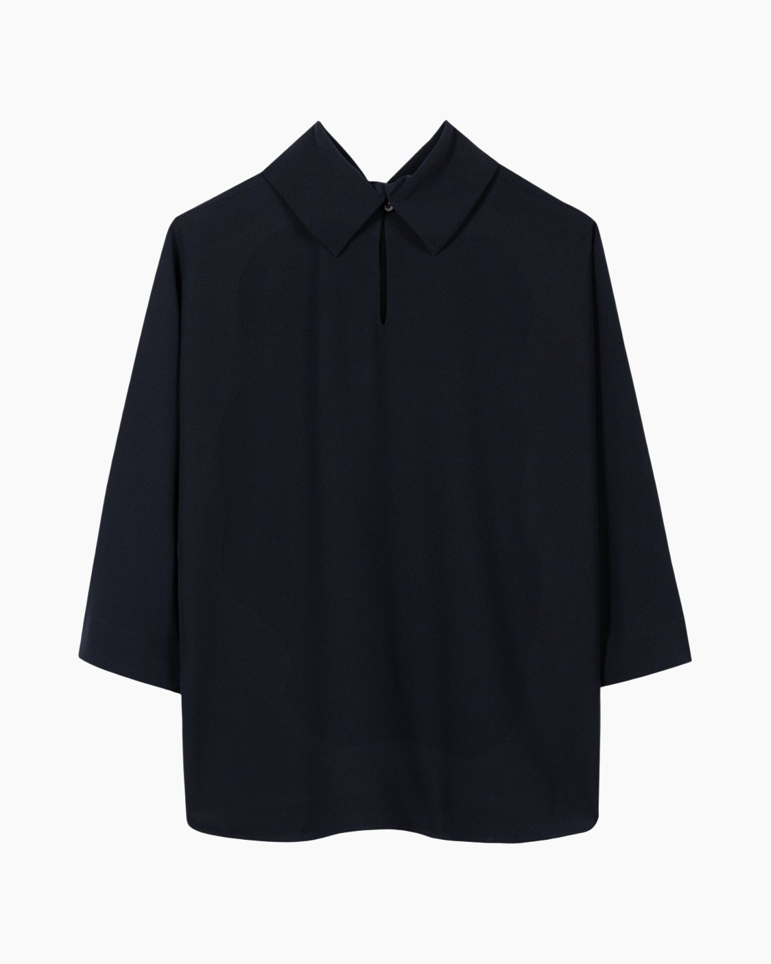 shirt, blouse, collar, long sleeves, navy