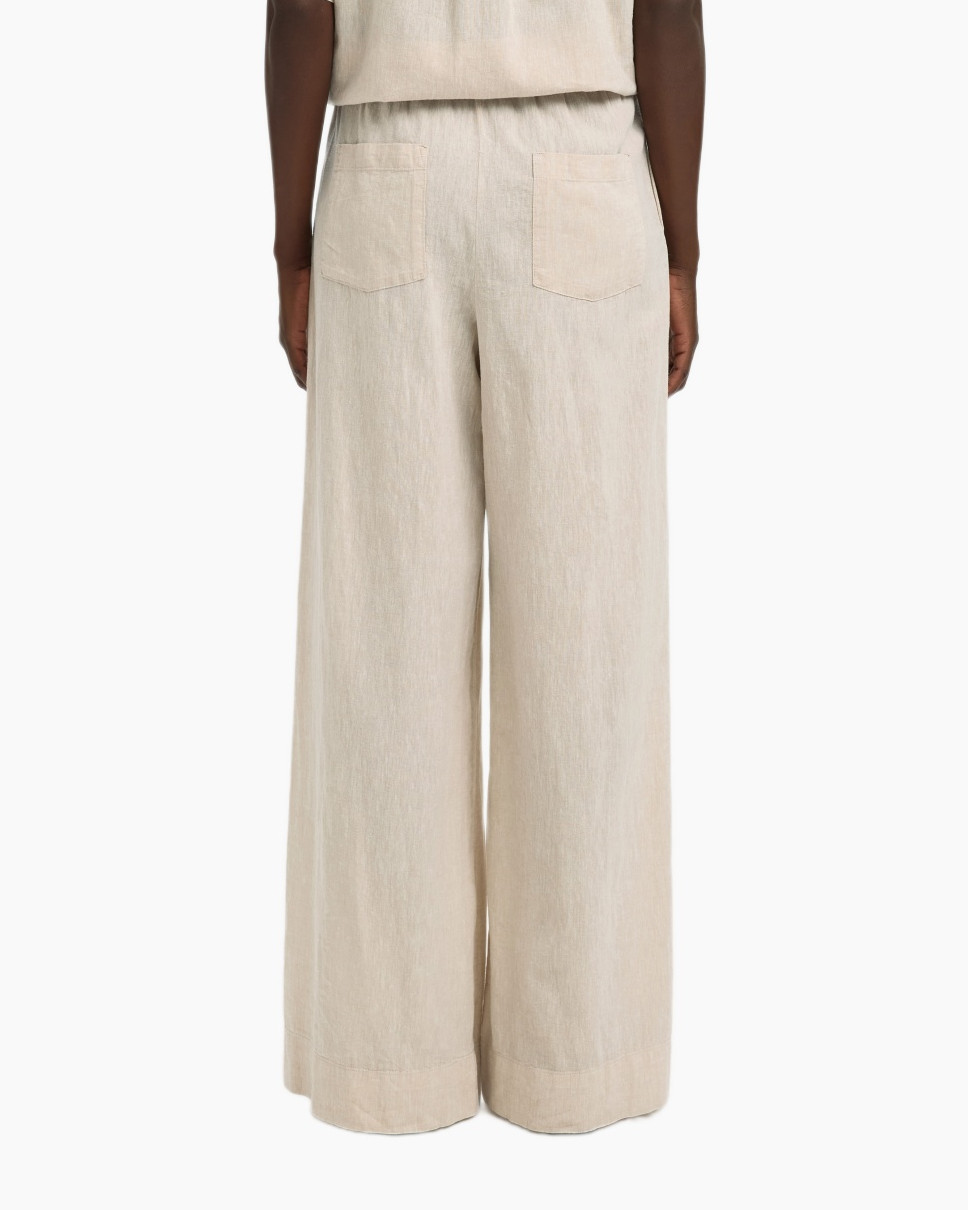 pants, linen, beige, wide-leg, drawstring