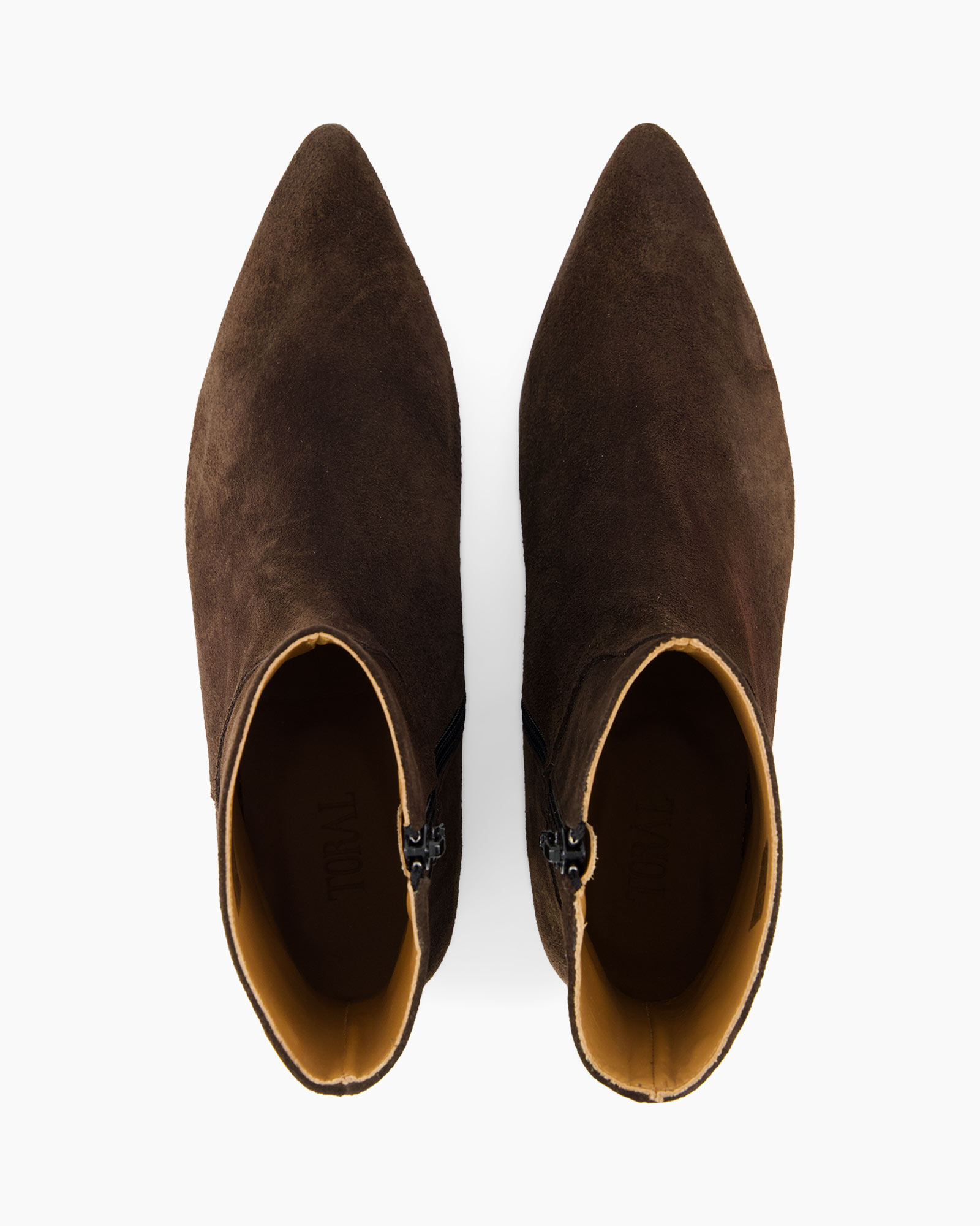 ankle boots, brown suede, pointed toe, side zipper, women's footwear