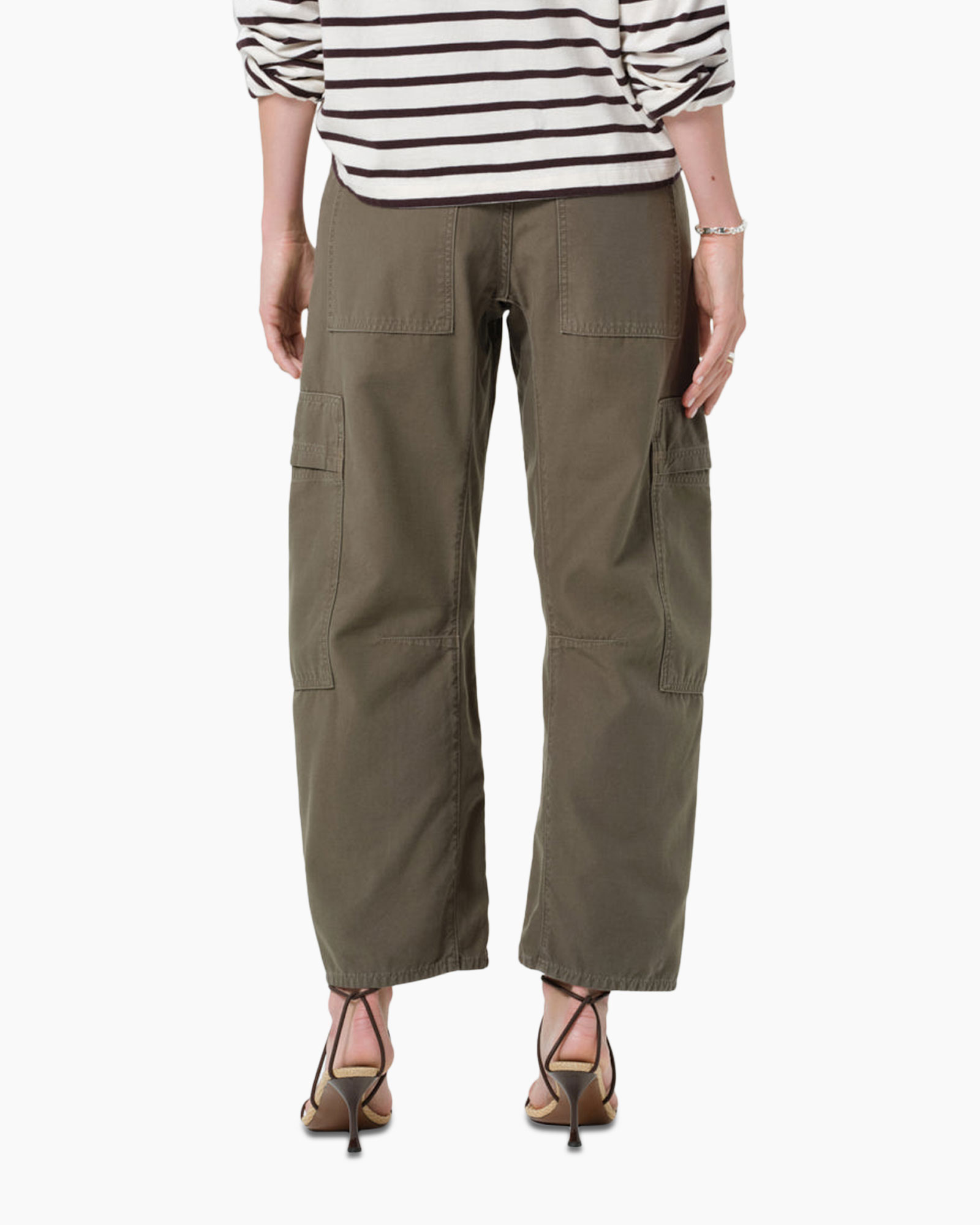 cargo pants, olive green, twill, wide leg, back pockets