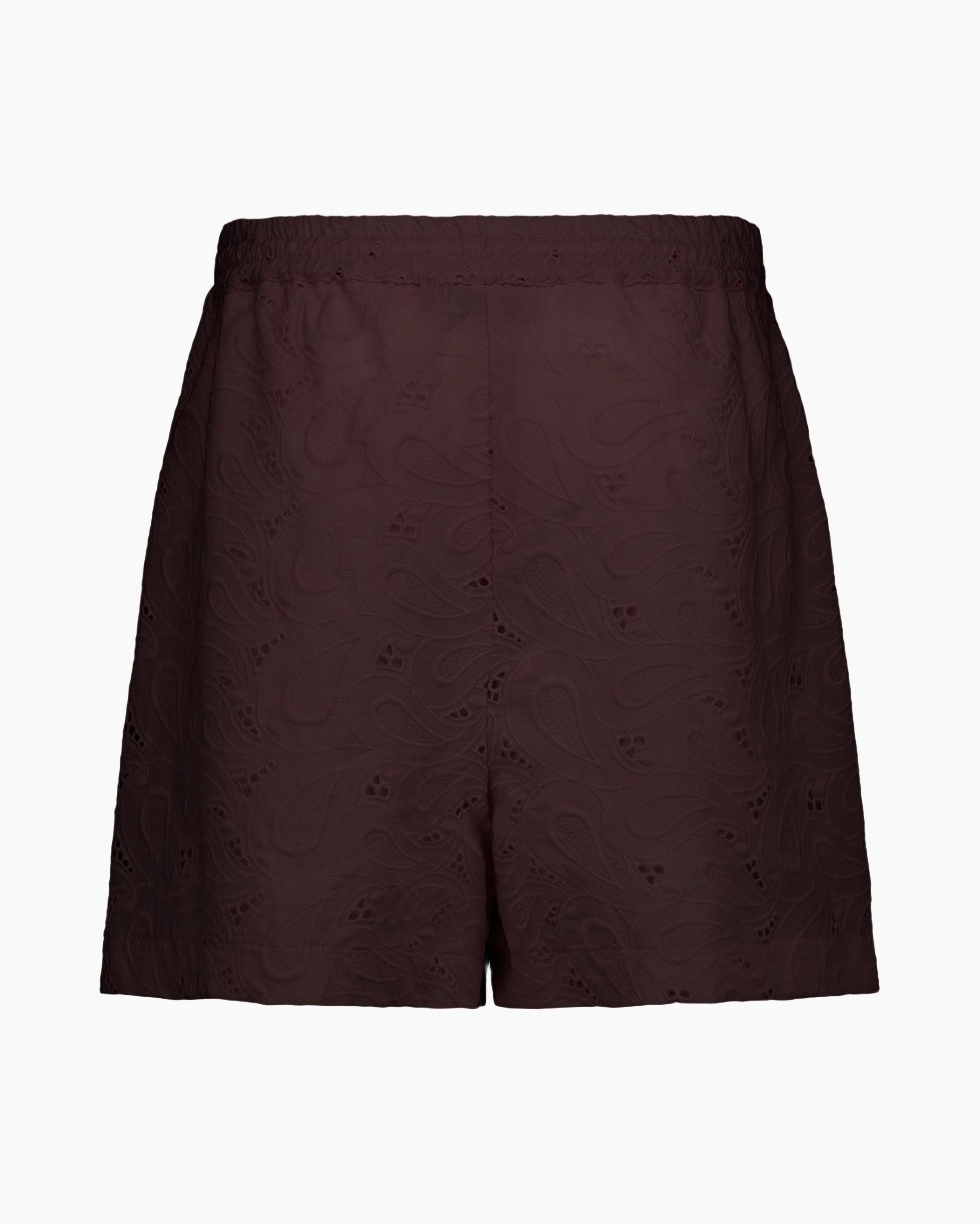 shorts, printed, lace, burgundy, elastic waistband