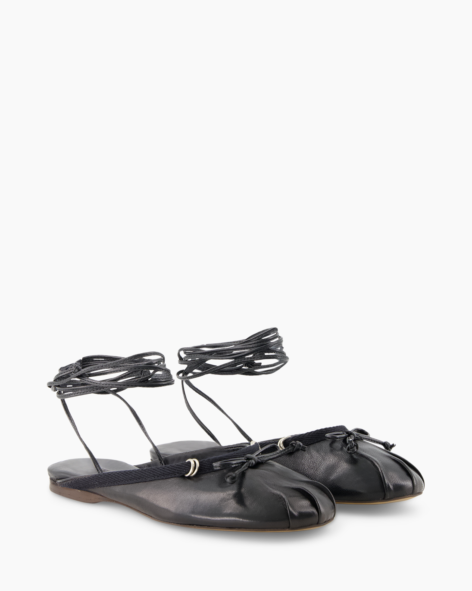 flat, sandals, ankle-tie, black, leather