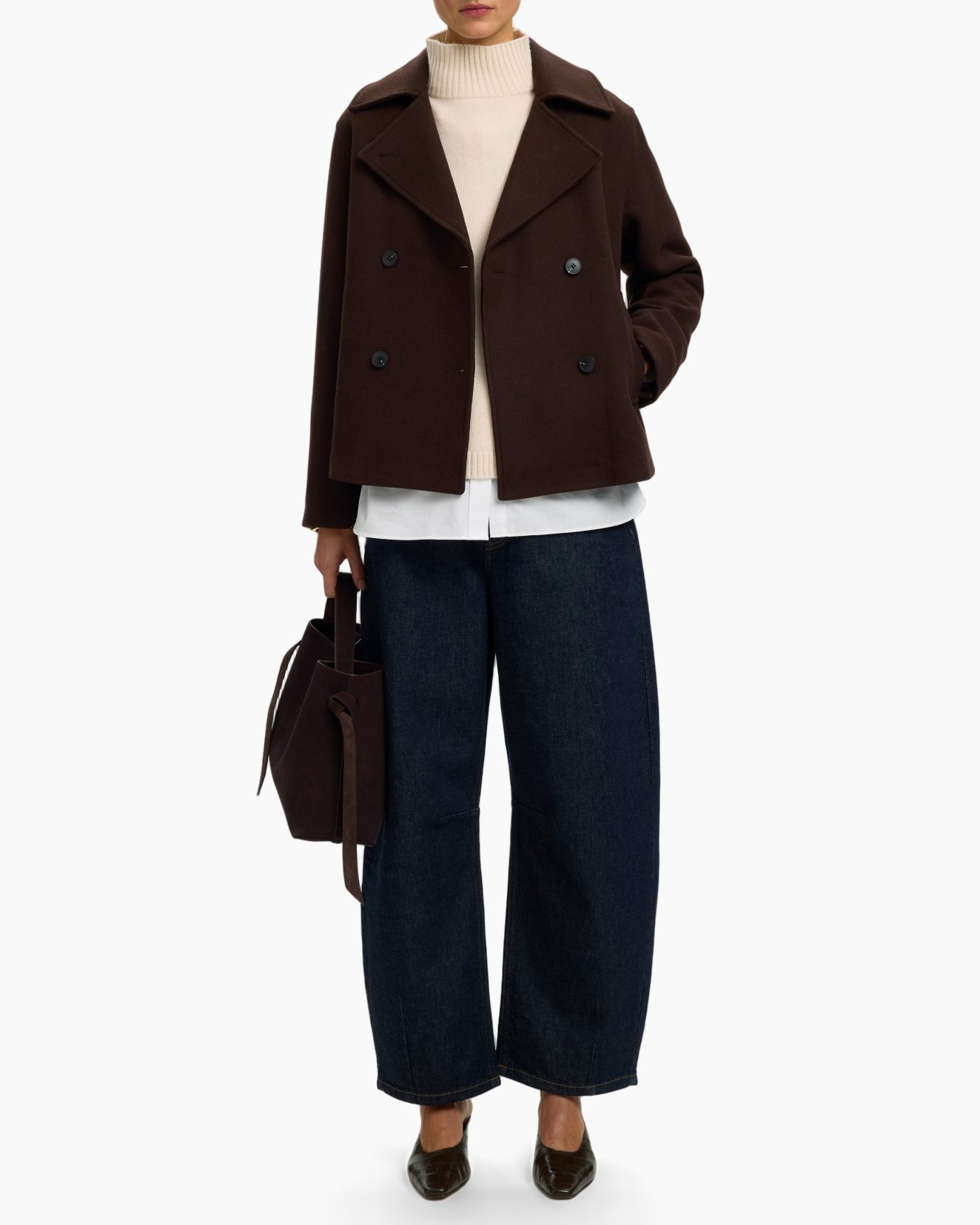 coat, double-breasted, brown, wool, outerwear