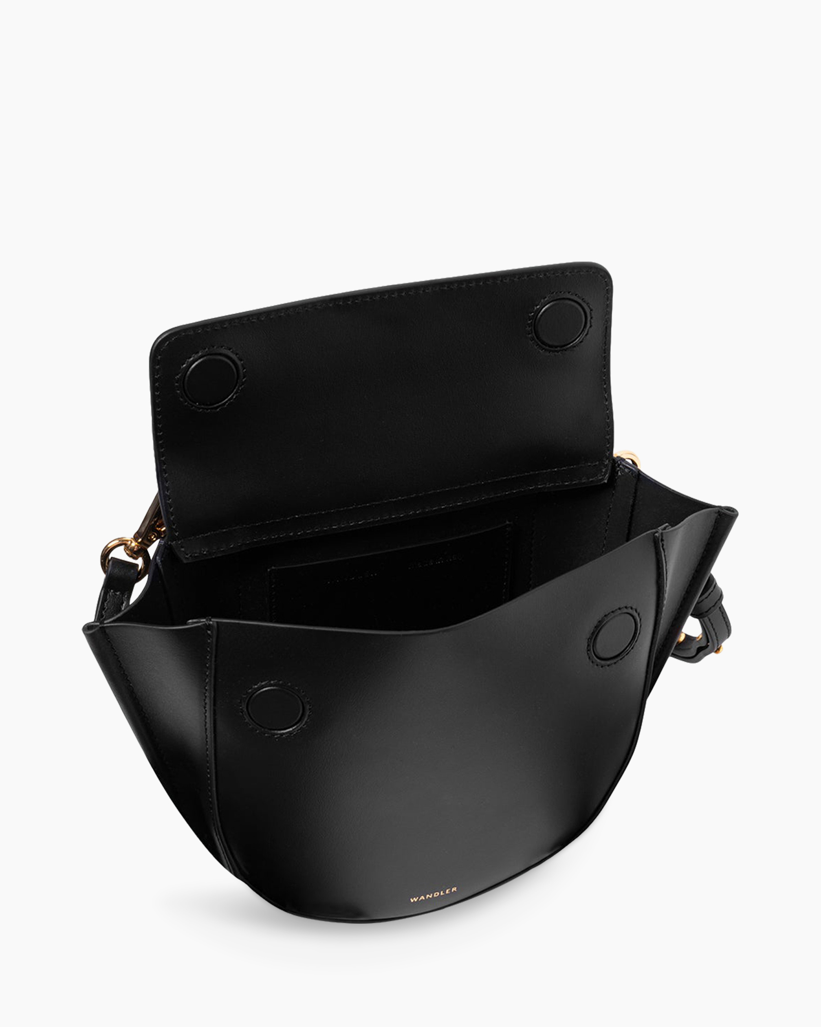bag, black, crossbody, leather, snap-button