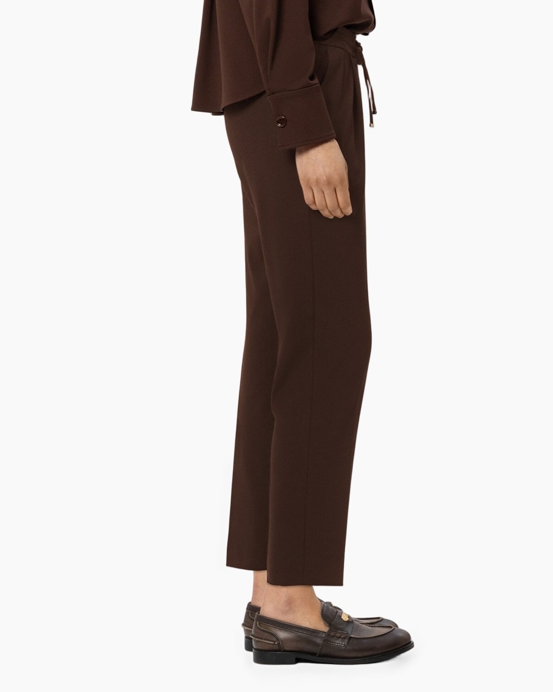 pants, trousers, drawstring, brown, loafers