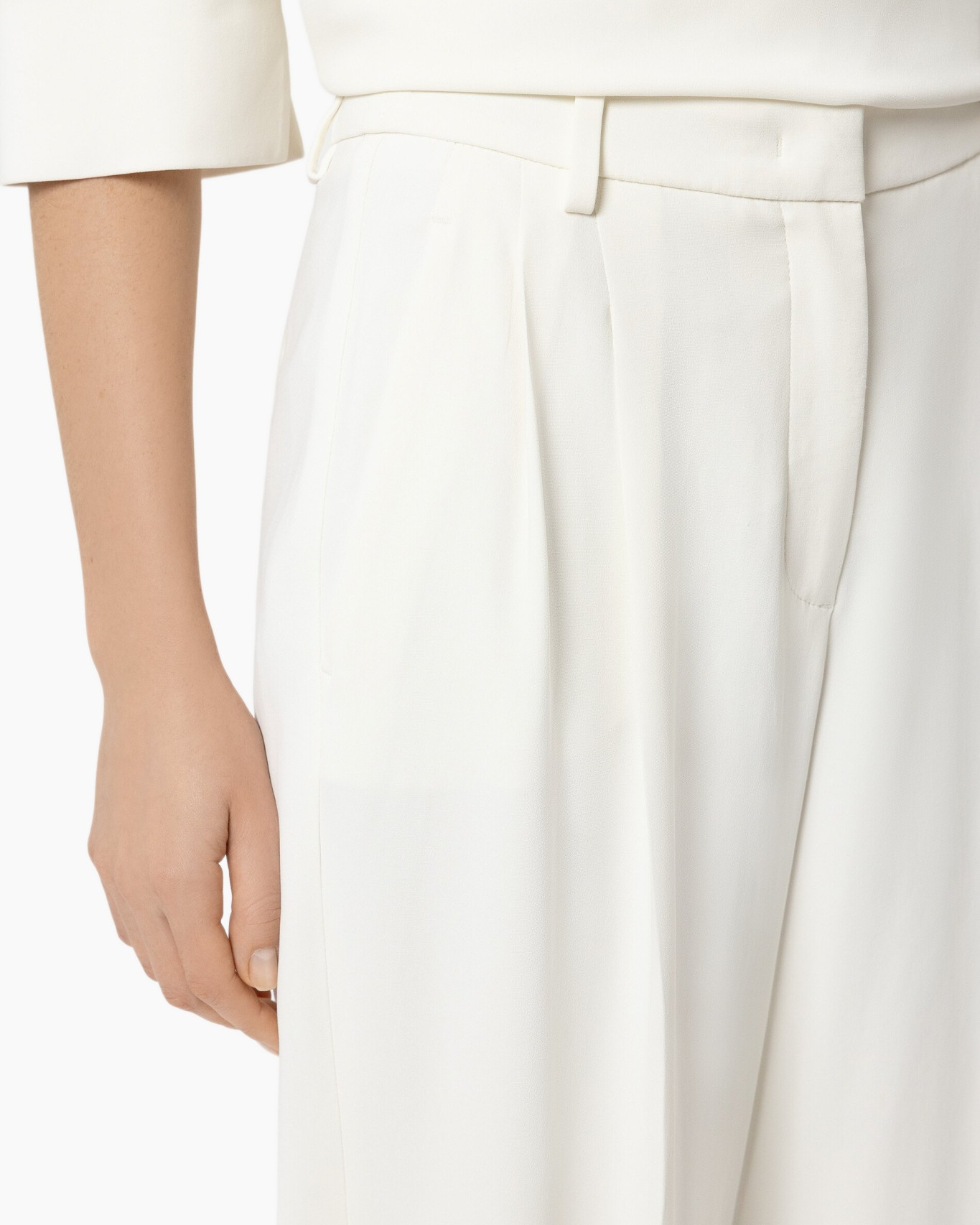 white, pants, trousers, pleated, waistband