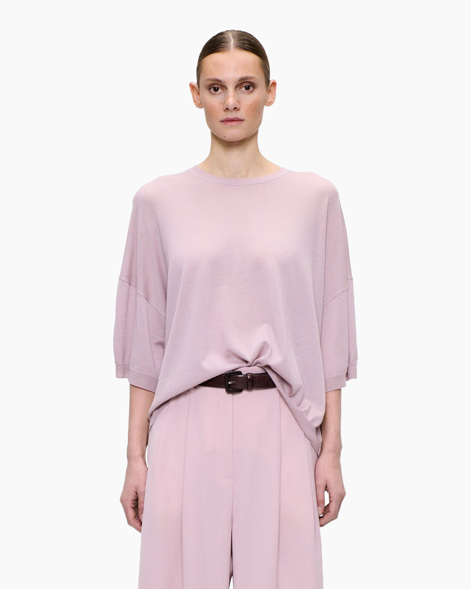 top, tunic, lilac, knit, belted