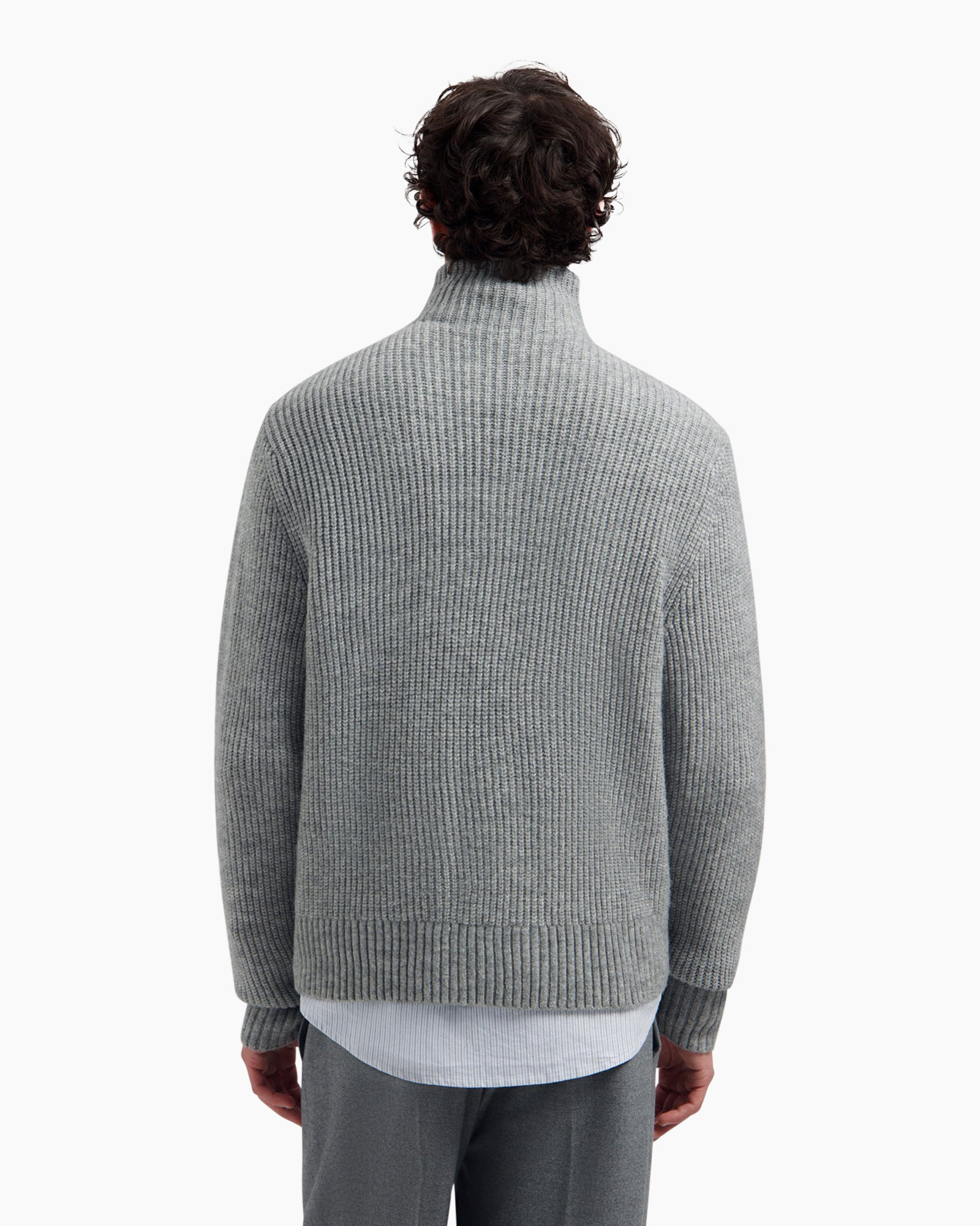 sweater, knitwear, turtleneck, gray, ribbed