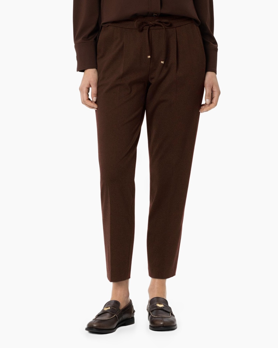 pants, trousers, drawstring, brown, loafers