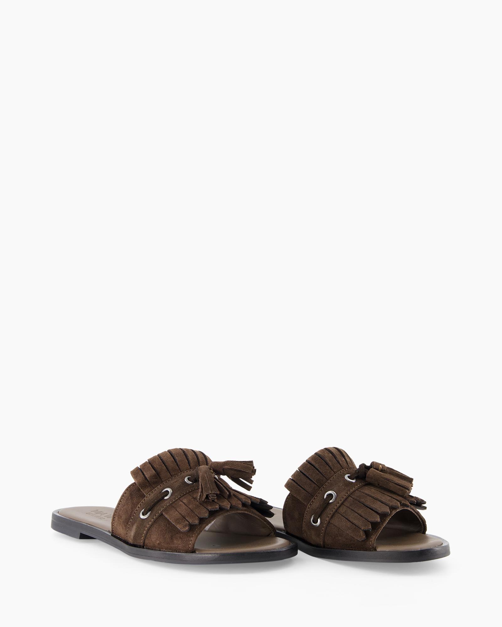 slipper, sandals, brown, suede,  fringe