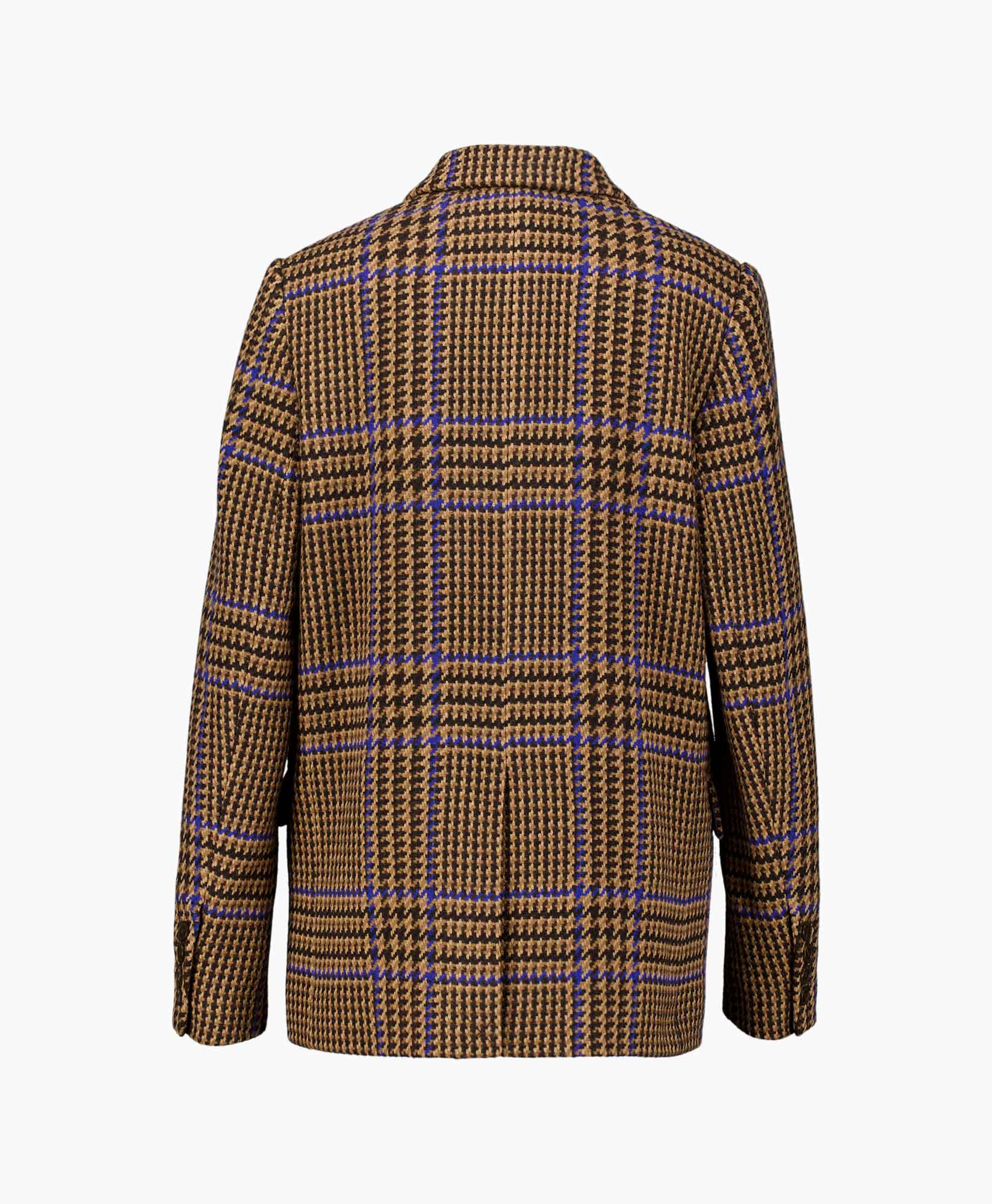 blazer, plaid, houndstooth, double-breasted, brown