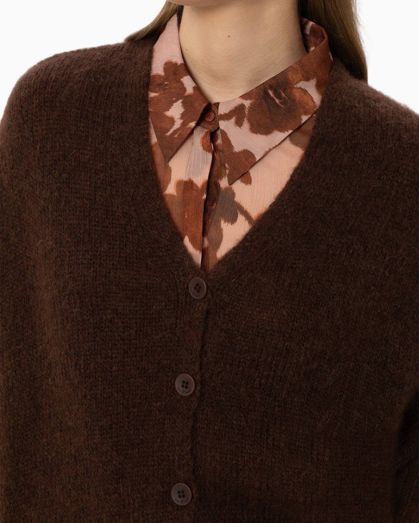 cardigan, knit, buttons, brown, layering
