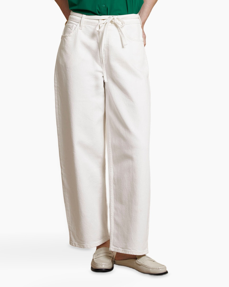 pants, wide-leg, creme, drawstring, casual