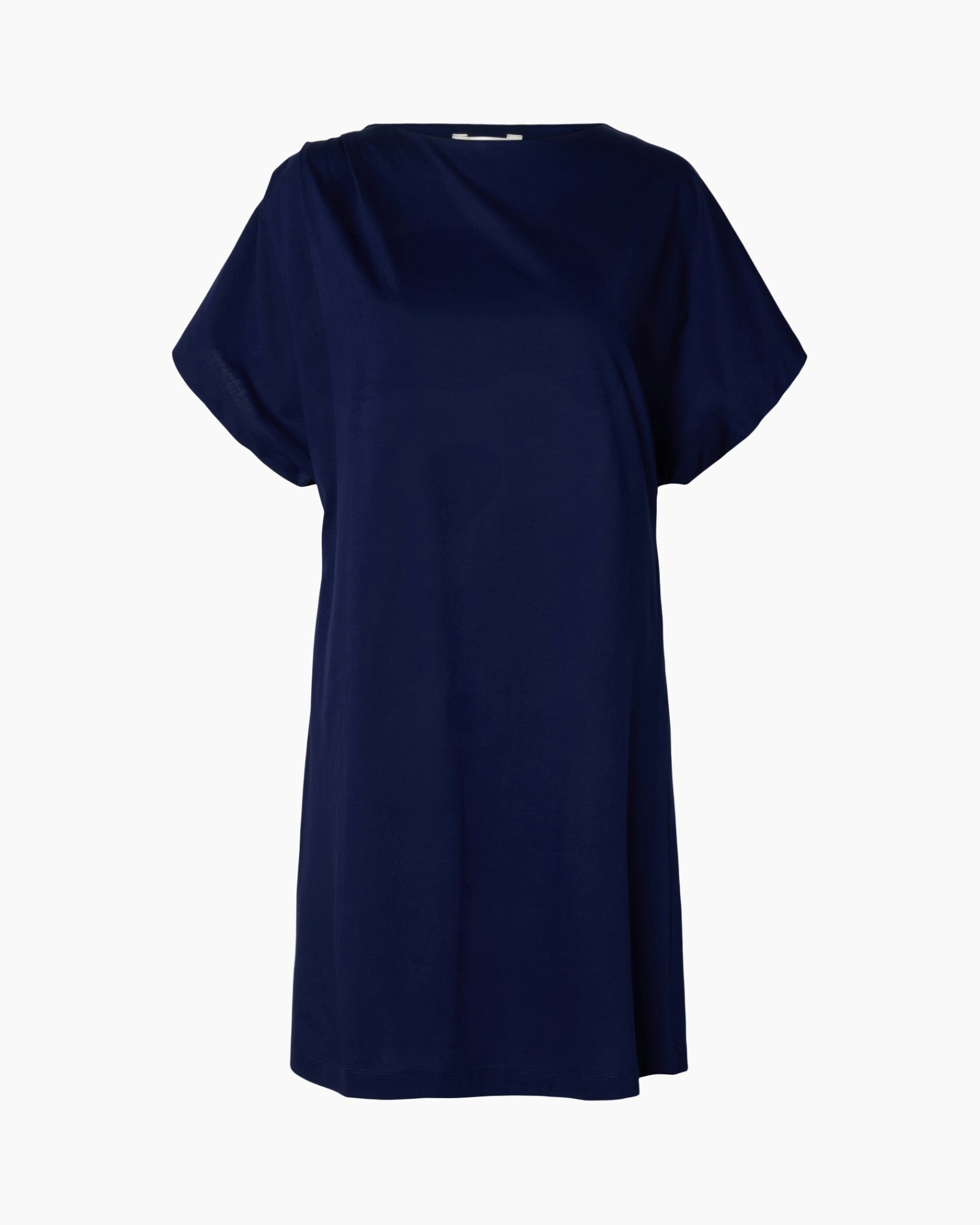 dress, navy, short-sleeve, slip-on, knee-length