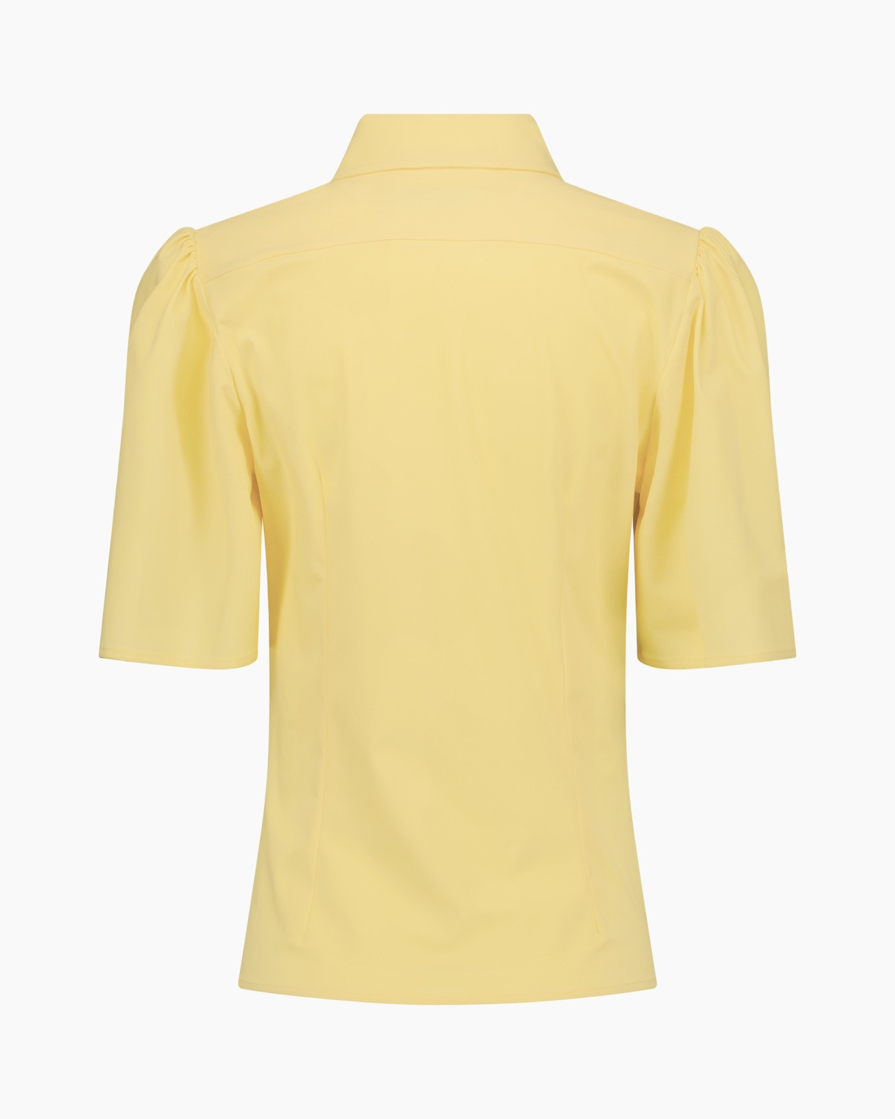 yellow, blouse, short sleeve, collar, back view