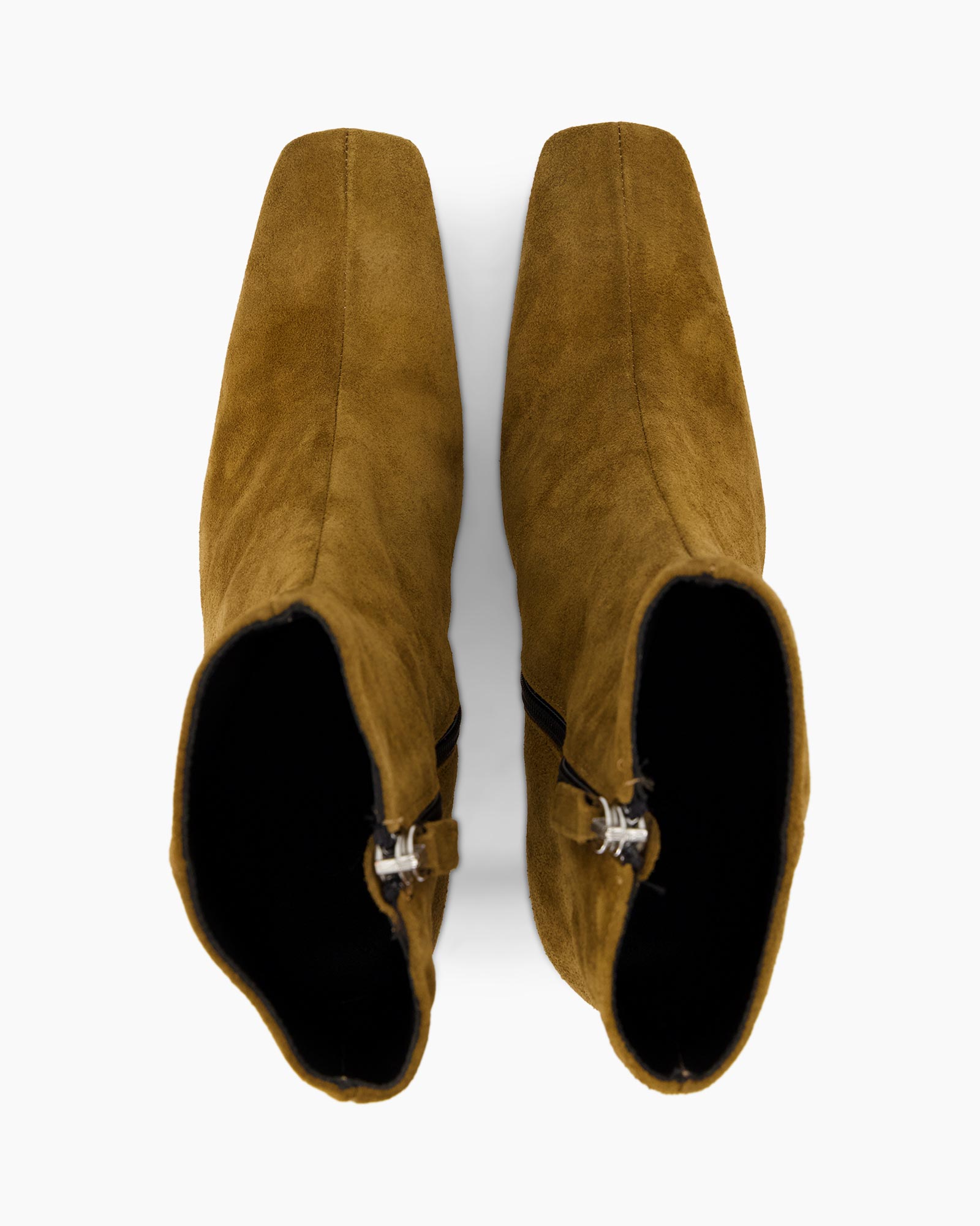 ankle boots, suede, brown, zipper, slip-on