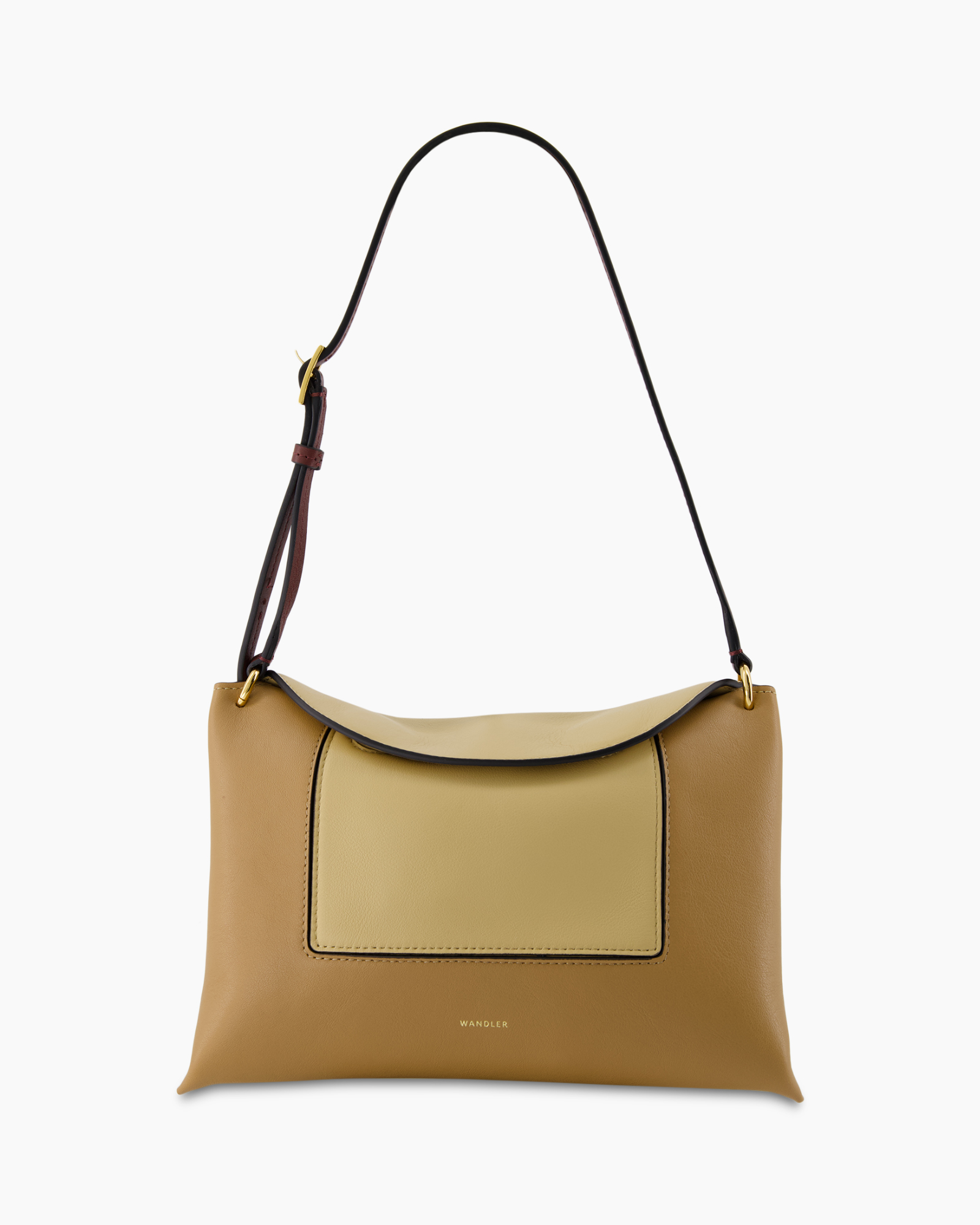handbag, shoulder bag, two-tone, brown, pocket
