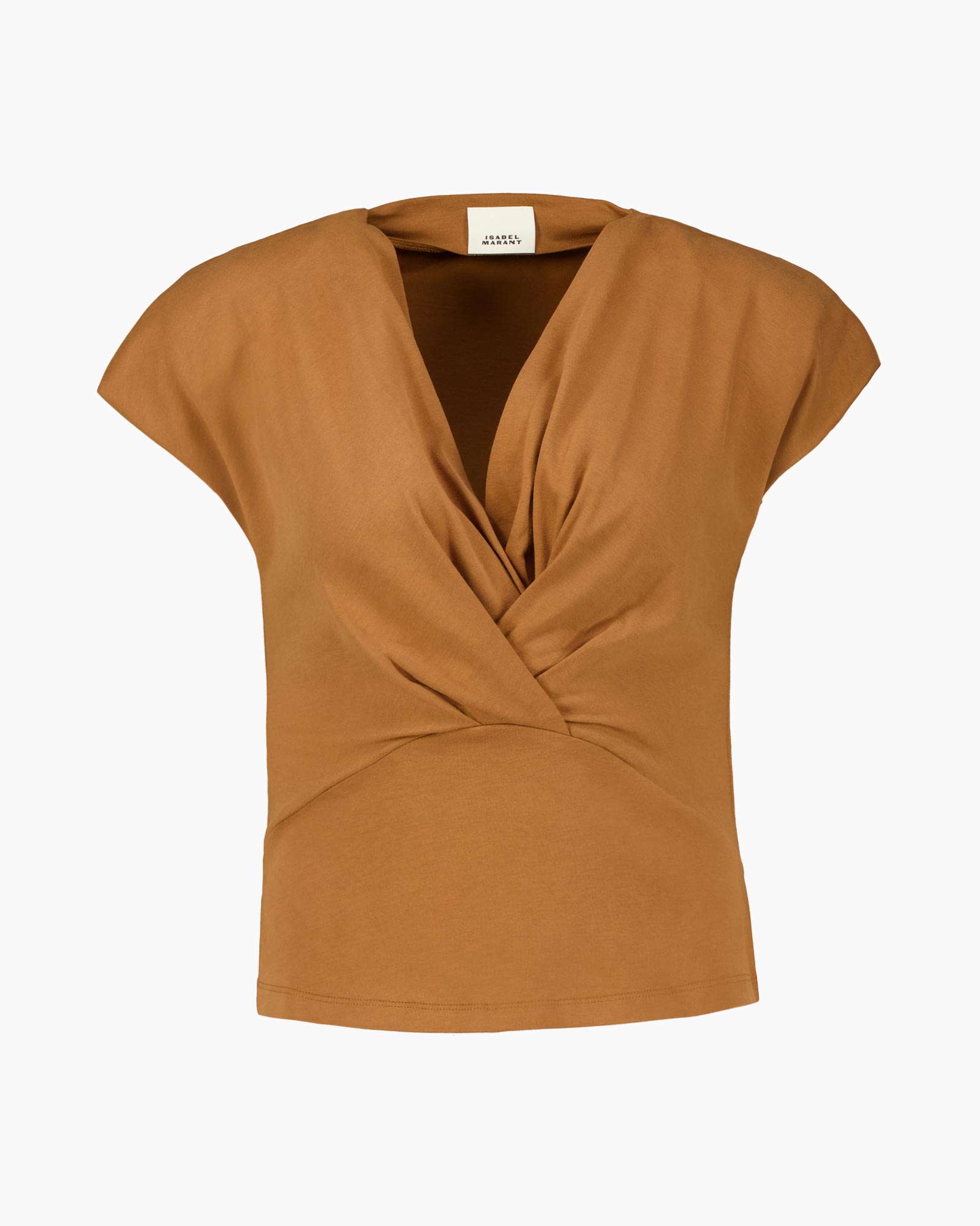 top, blouse, twist knot, sleeveless, camel