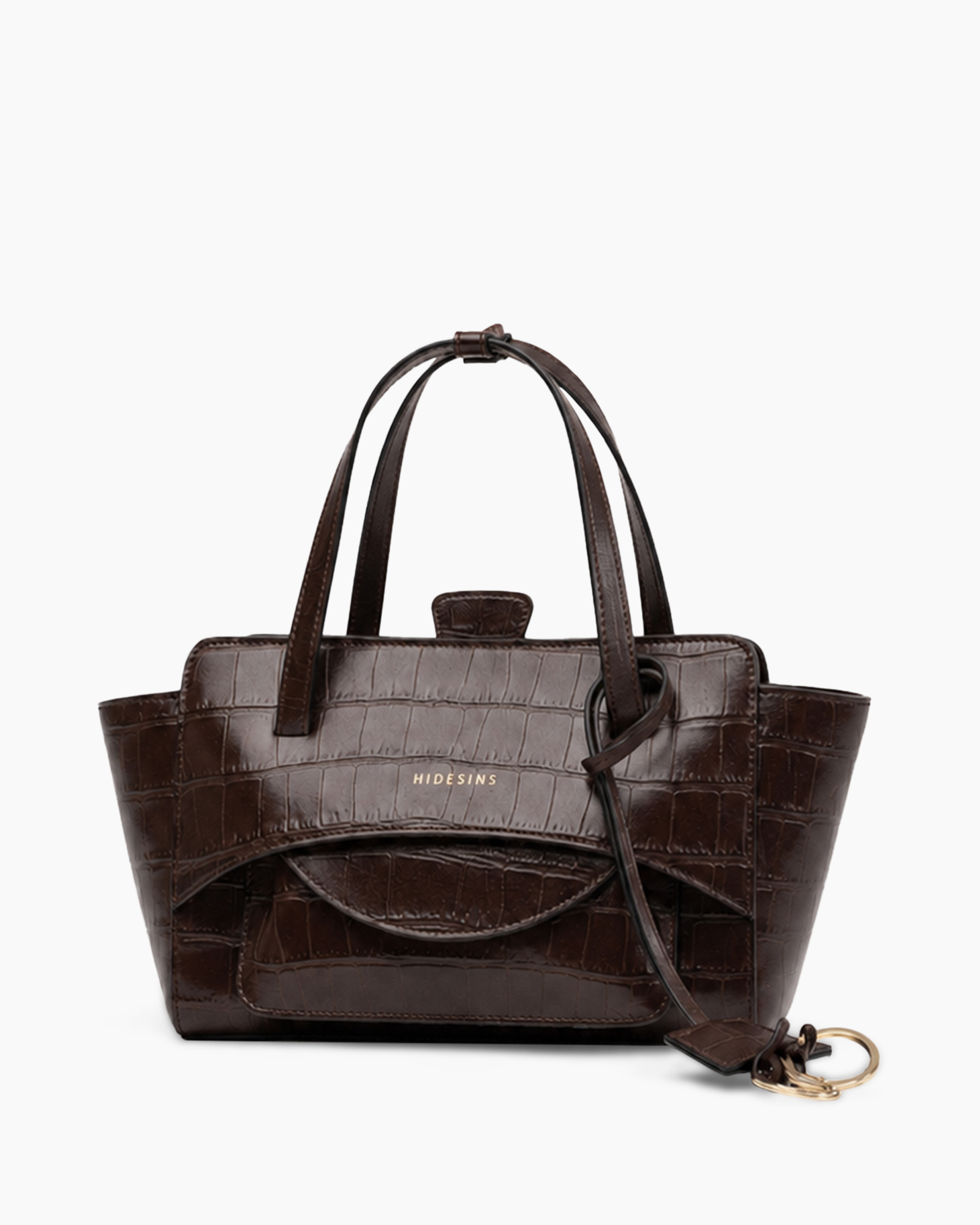 handbag, purse, brown, croco-embossed, top-handle