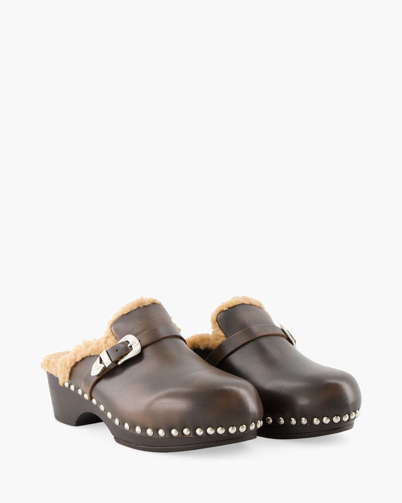 clogs, mules, slippers, shearling, studs