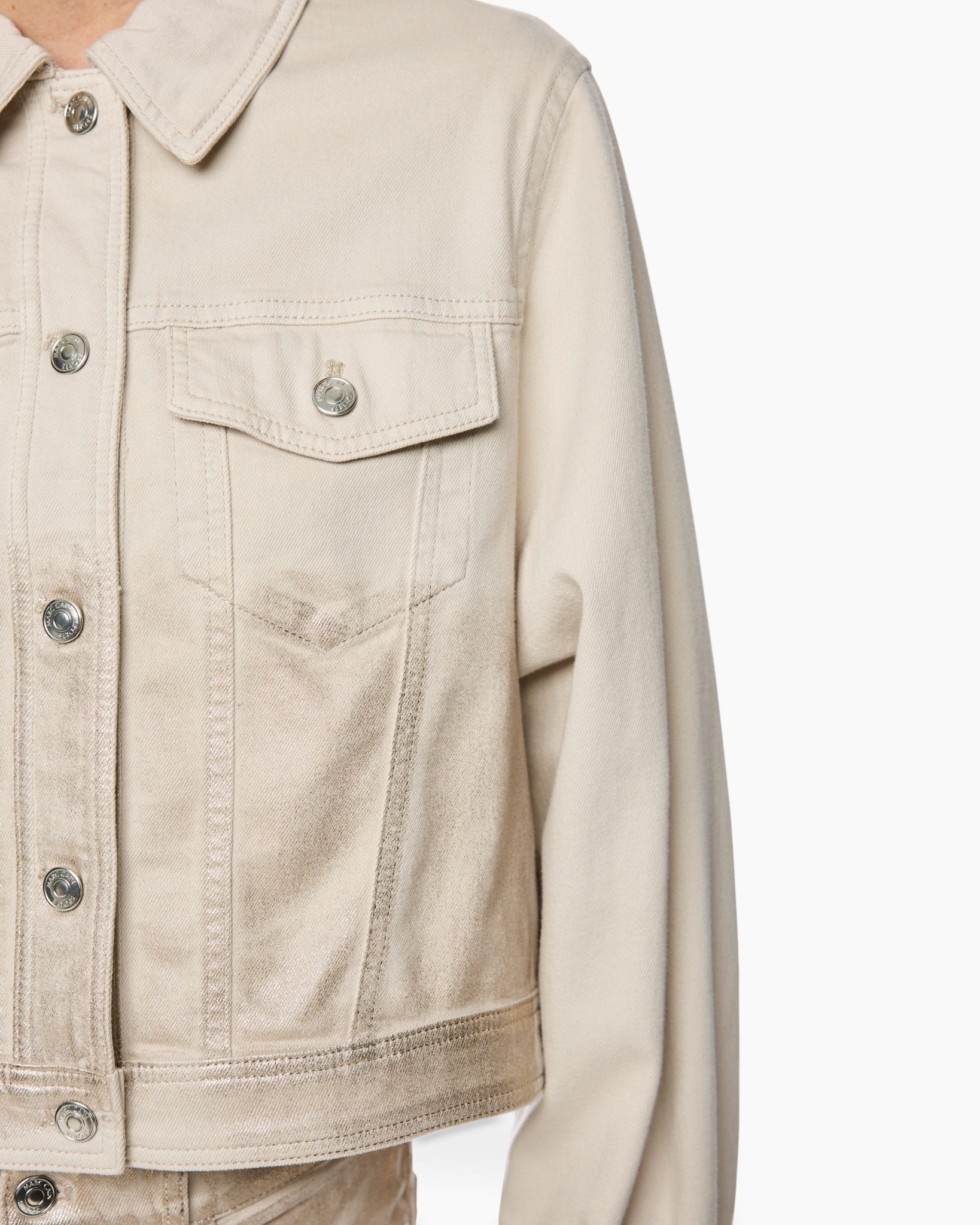 jacket, denim, beige, pocket, snap buttons