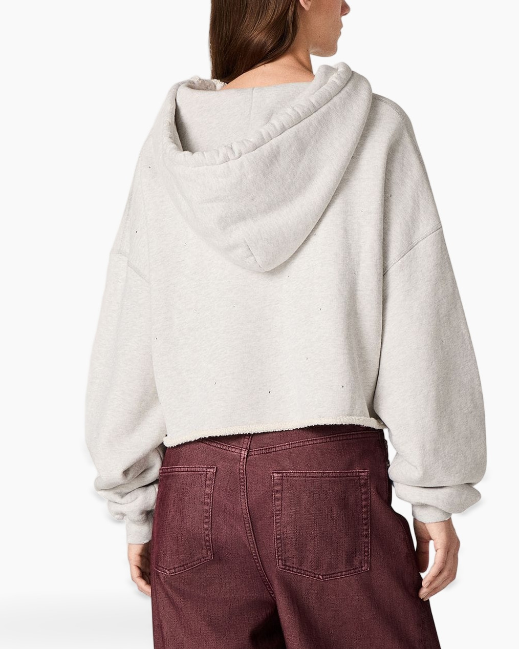 hoodie, cropped, sweatshirt, light gray, drawstring