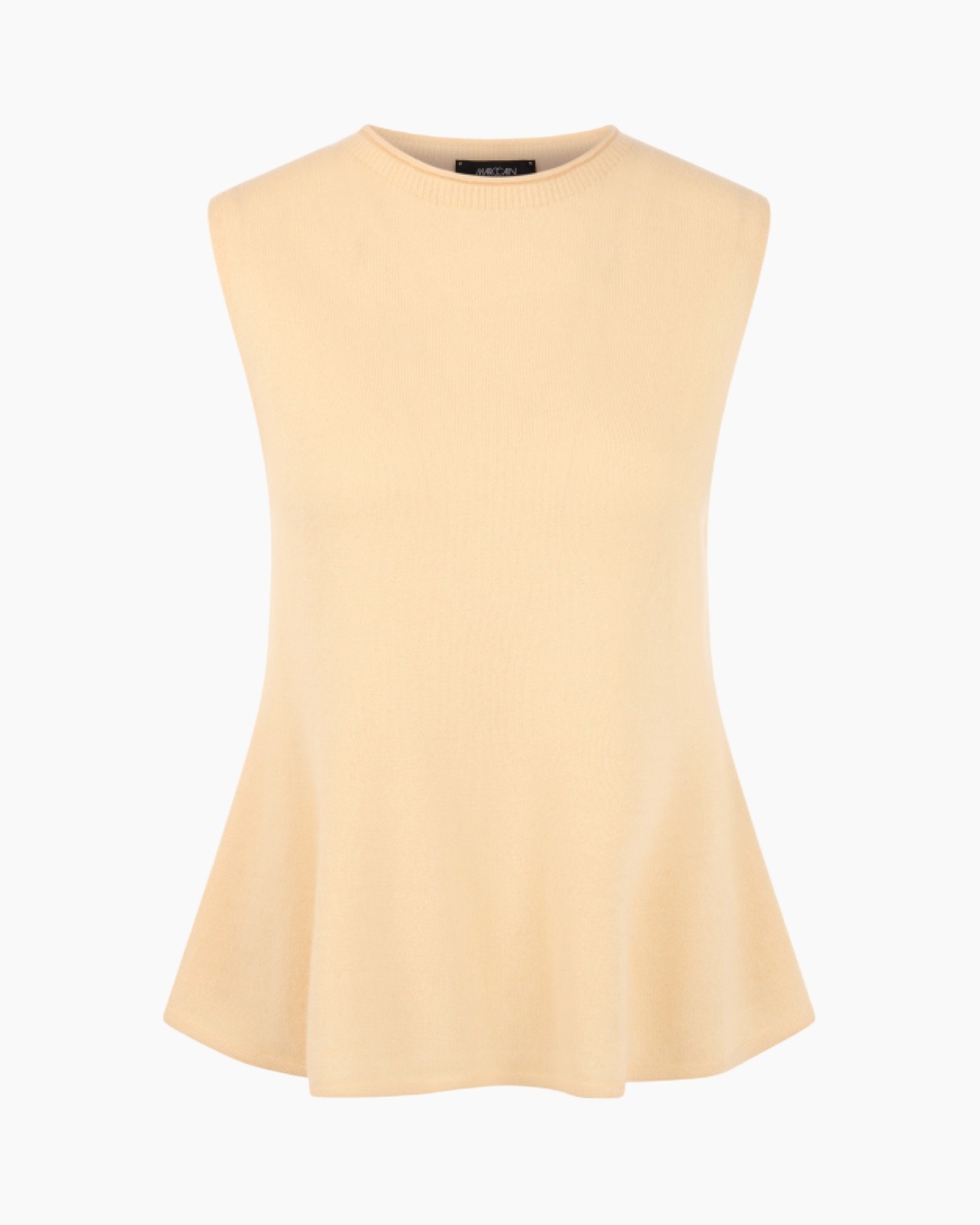 sleeveless, tank top, beige, knit, peplum