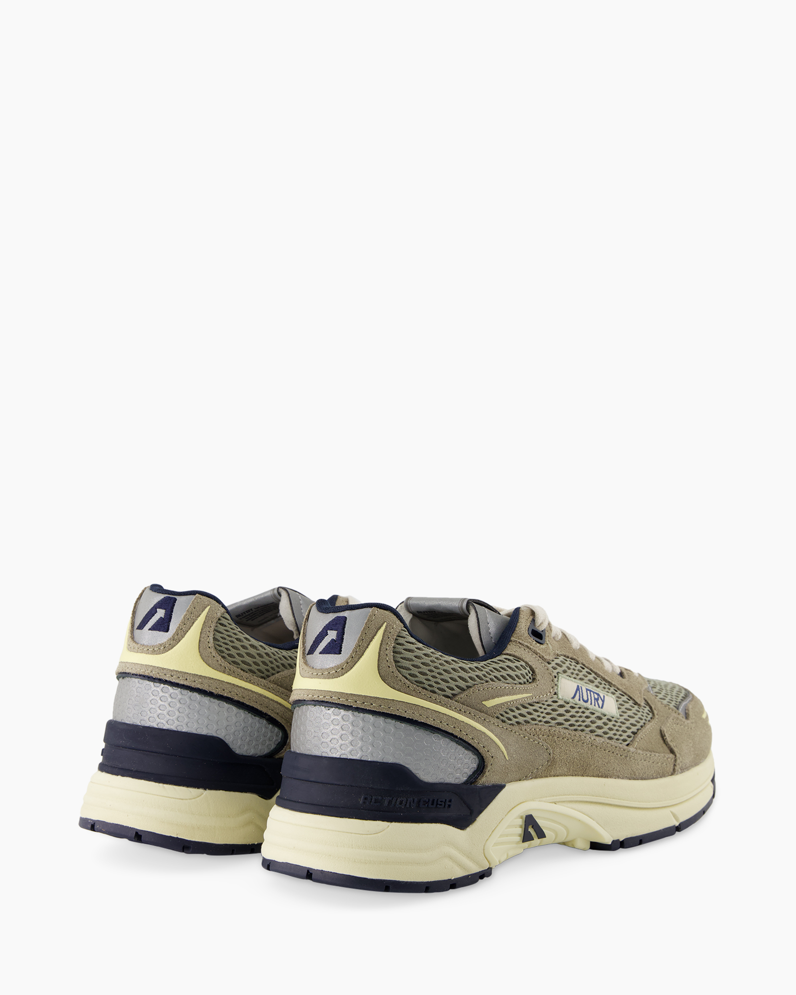 sneakers, mesh, suede, back view, multi-tone